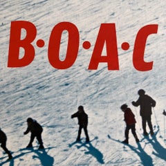 Original 1960s Vintage Travel Airline BOAC Ski Poster