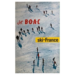 Original 1960s Vintage Travel Airline BOAC Ski Poster