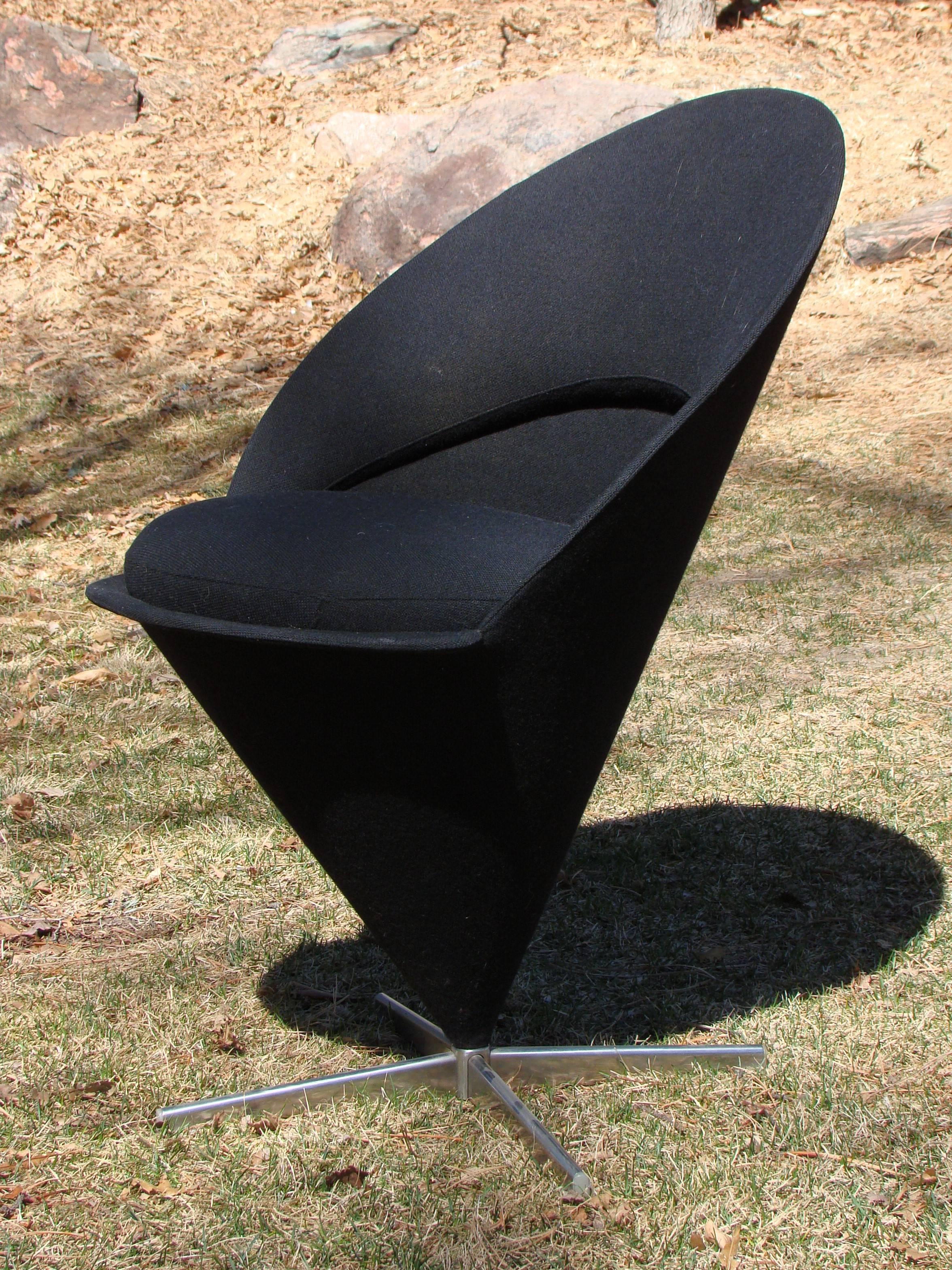 Stainless Steel Original 1960s Vintage Verner Panton Cone Chair, Denmark For Sale