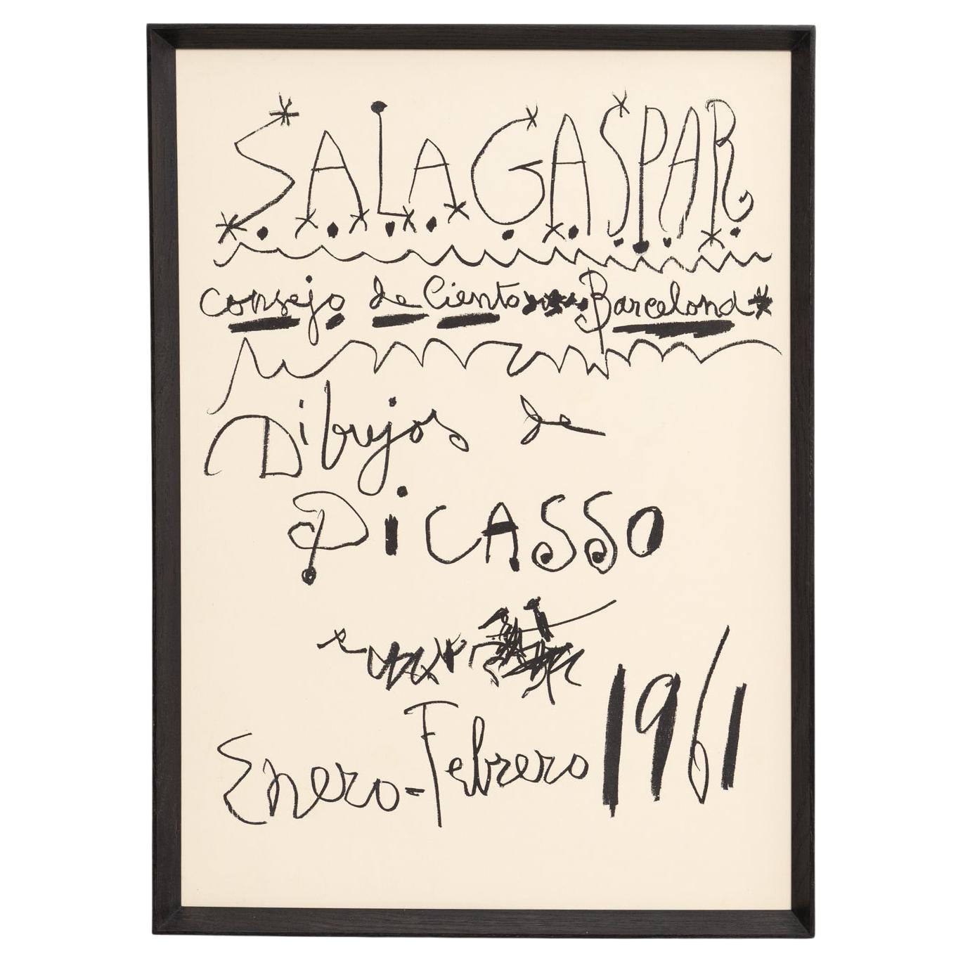 Original 1961 Exhibition Poster - "Dibujos de Picasso" by Pablo Picasso - Framed