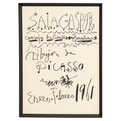 Original 1961 Exhibition Poster - "Dibujos de Picasso" by Pablo Picasso - Framed