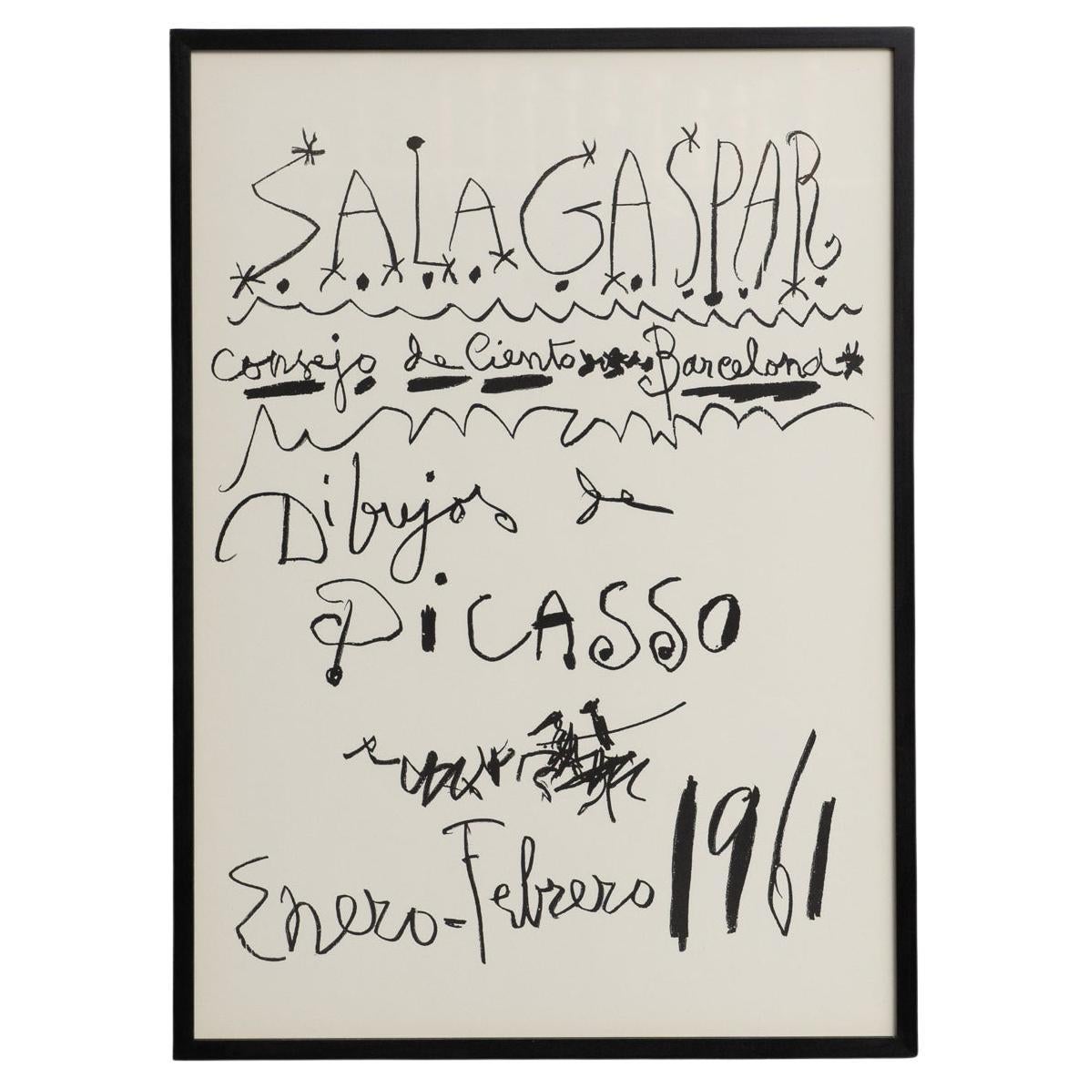 Original 1961 Exhibition Poster - "Dibujos de Picasso" by Pablo Picasso - Framed