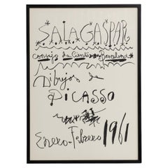 Original Ausstellungsplakat „Dibujos de Picasso“ von Pablo Picasso aus dem Jahr 1961, gerahmt