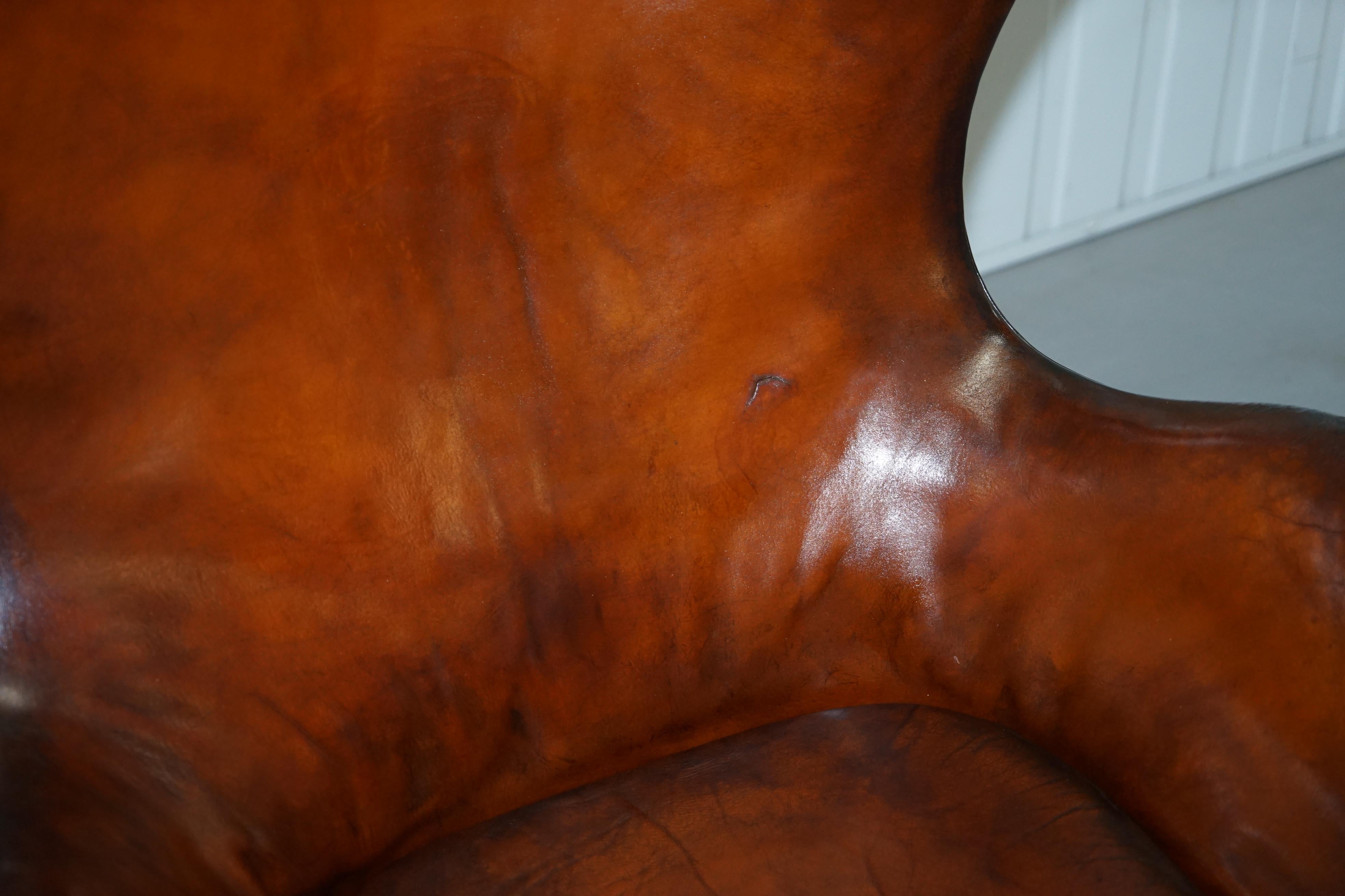Original 1963 Fritz Hansen Egg Chair Model Number 3316 Hand Dyed Brown Leather 2