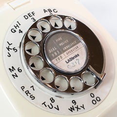 Telephone GPO modèle 706 original de 1963 en ivoire, sangle de transport en nylon d'origine