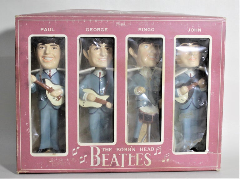 Original 1964 Beatles Car Mascots Bobblehead Set with Box