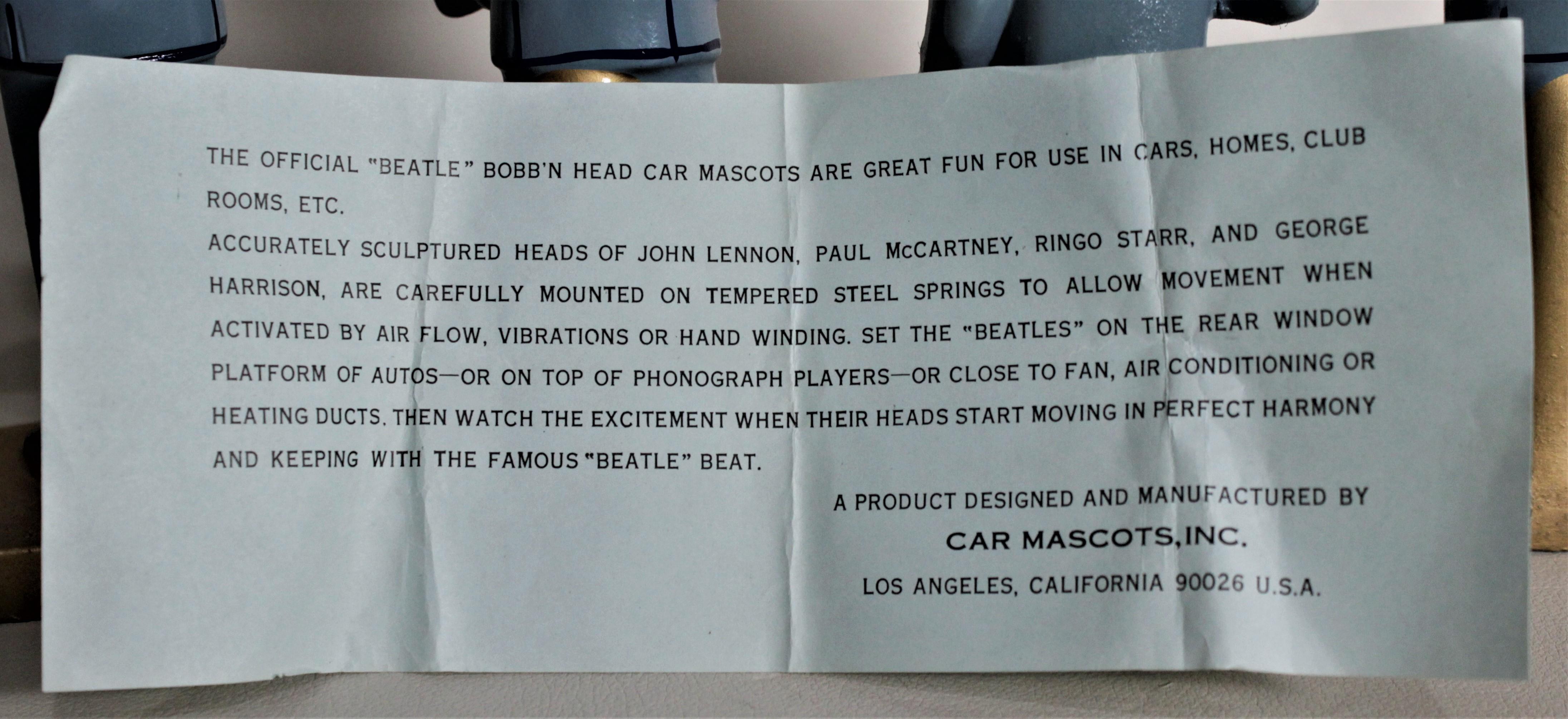 Original 1964 Beatles Car Mascots Bobblehead Set with Box and Instruction Sheet 8