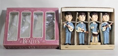 Original 1964 Beatles Car Mascots Bobblehead Set with Box and Instruction Sheet
