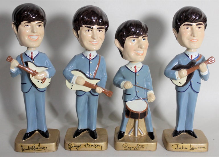Original 1964 Beatles Car Mascots Bobblehead Set with Box