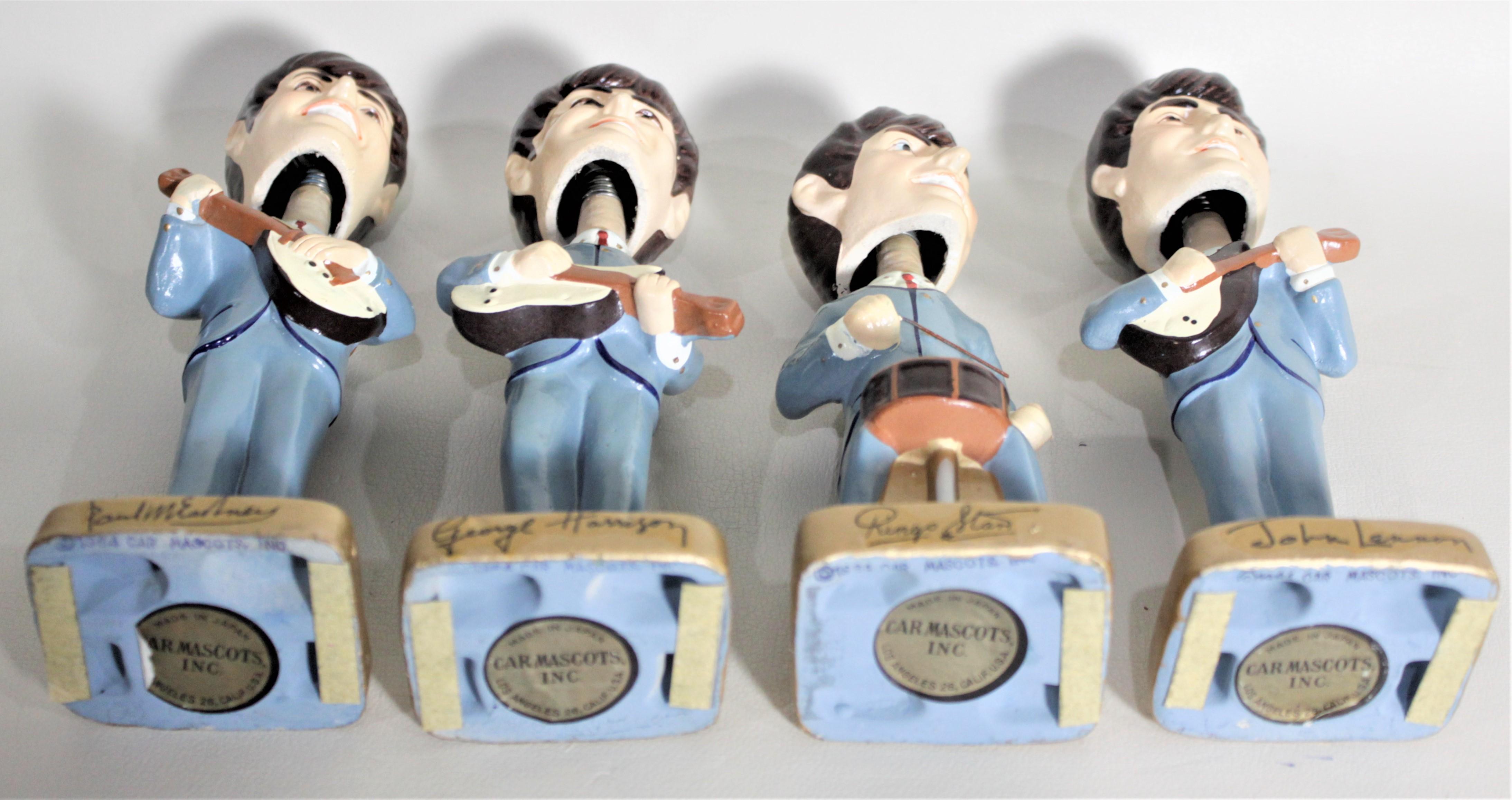 Japanese Original 1964 Beatles Car Mascots Bobblehead Set with Box and Instruction Sheet