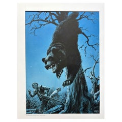 Original 1964 Gouache by Charles Burki – Dramatic Bear Attack Book Cover Art
