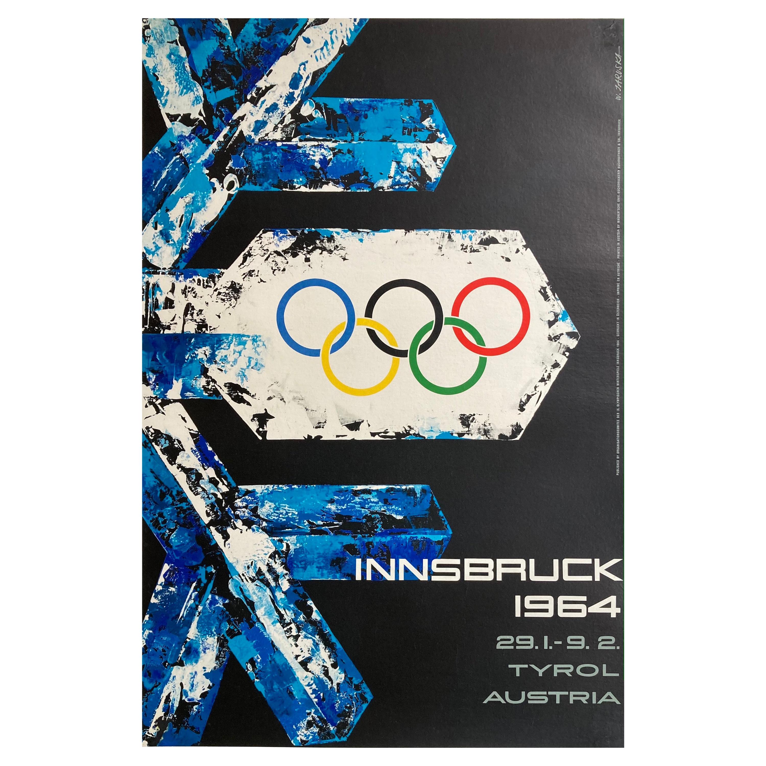 Original 1964 Olympic Travel Ski Poster Austria, Jaruska