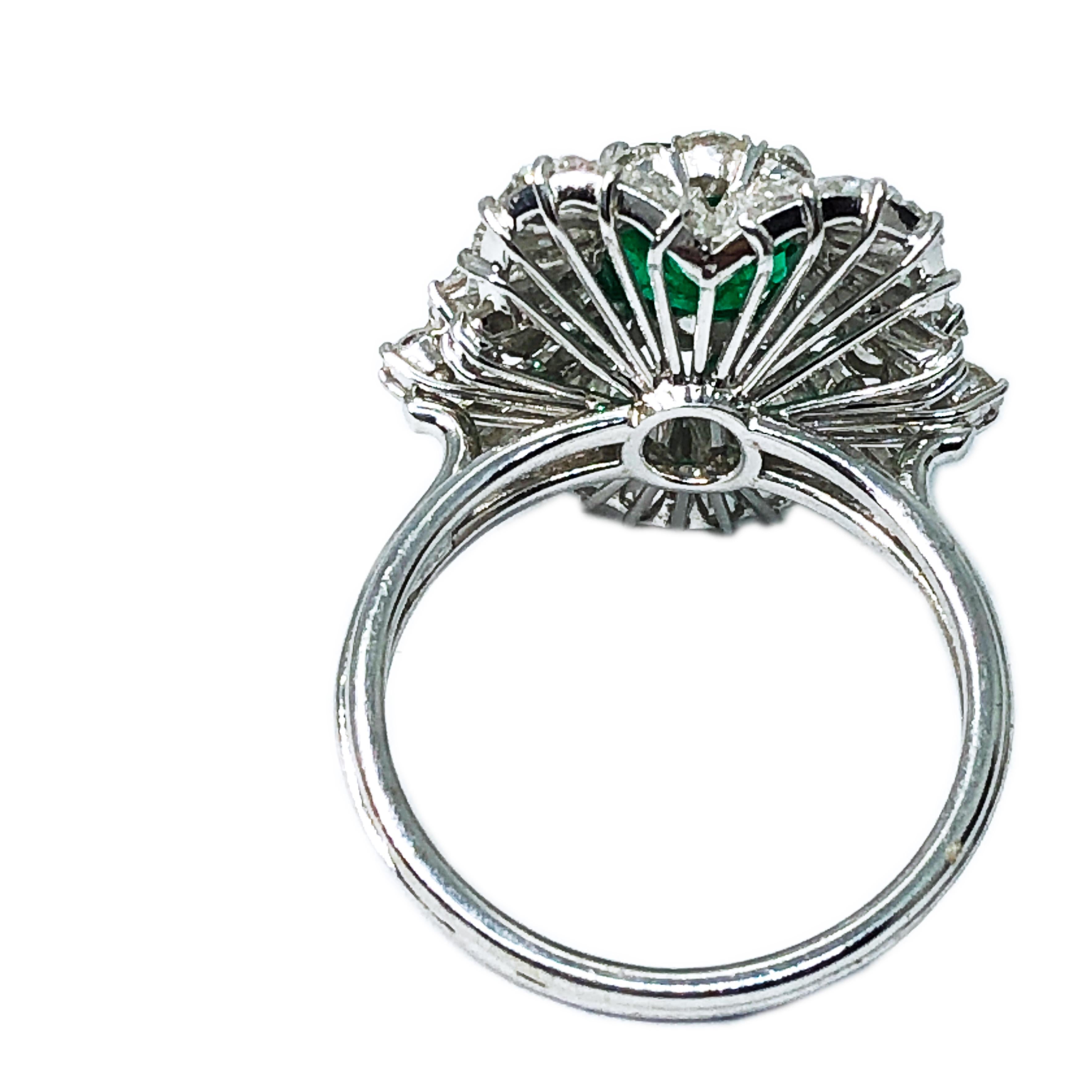 Berca Original 1965 1.41Kt Muzo Emerald Asscher Cut White Diamond Ballerina Ring In New Condition In Valenza, IT