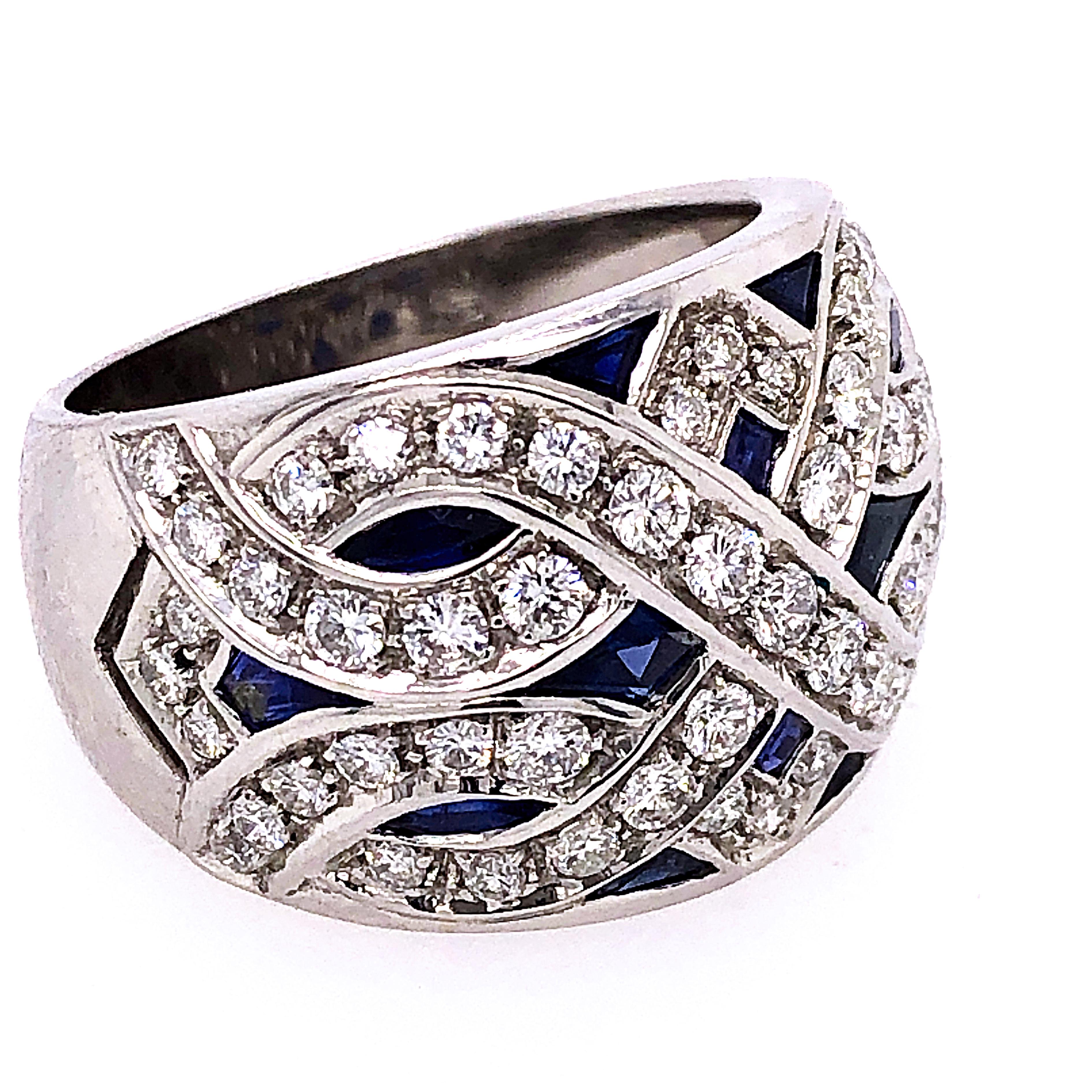 Berca 1965 Cocktail-Ring, 3,90 Karat natürlicher blauer Saphir, 1,33 Karat weißer Diamant (Brillantschliff) im Angebot