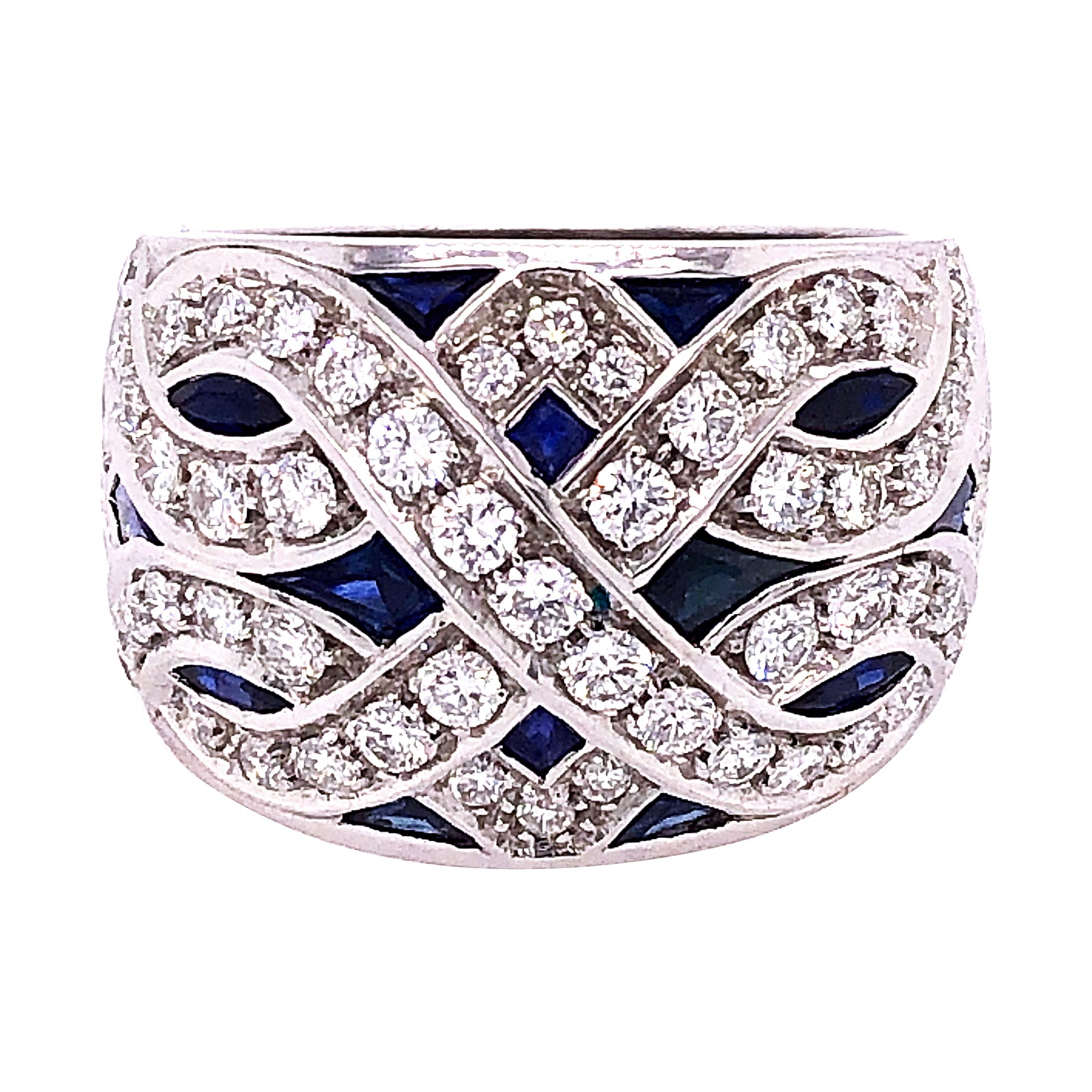 Berca 1965 Cocktail-Ring, 3,90 Karat natürlicher blauer Saphir, 1,33 Karat weißer Diamant