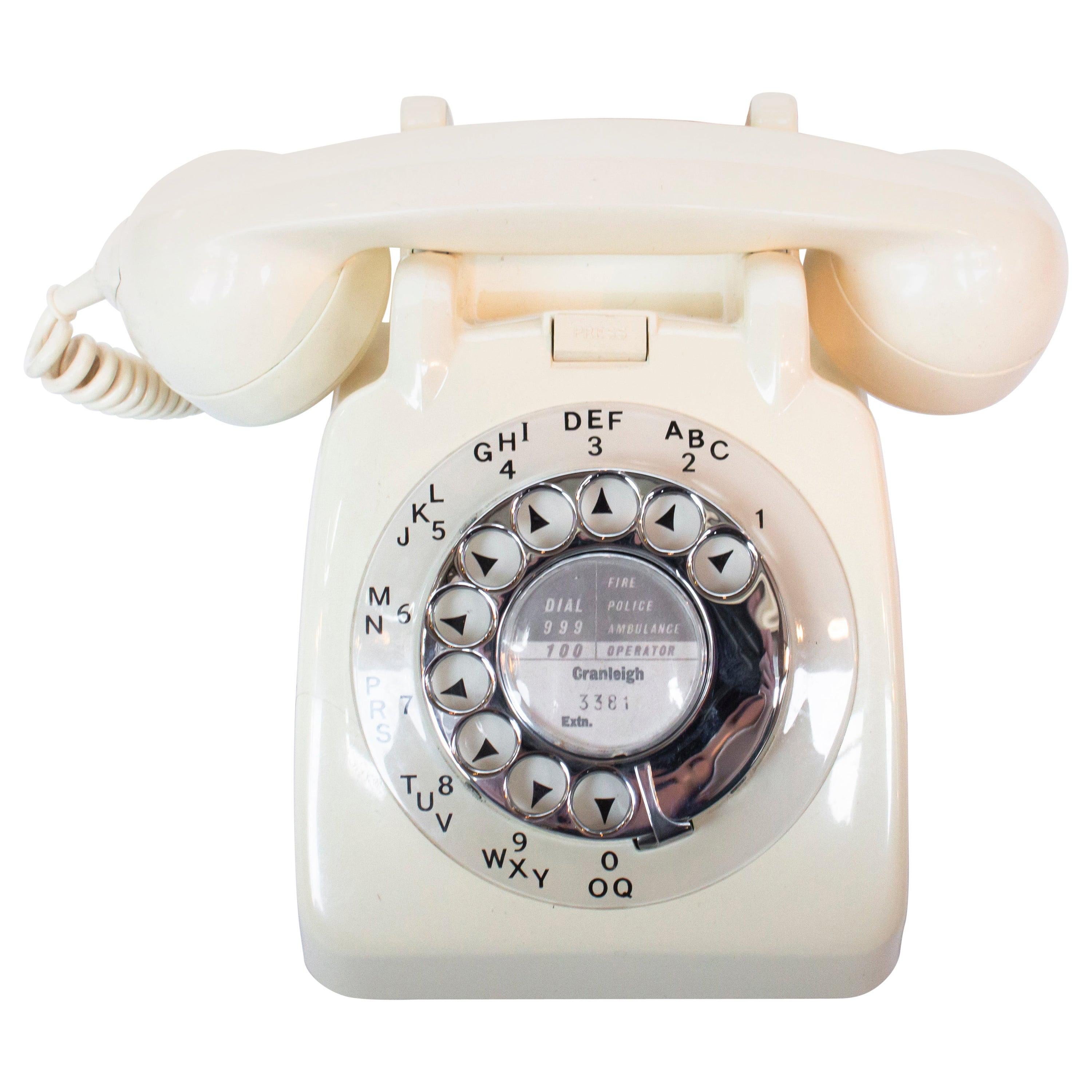 Original 1967 GPO Model 706 Telephone in Ivory, Original Nylon Carrying Strap