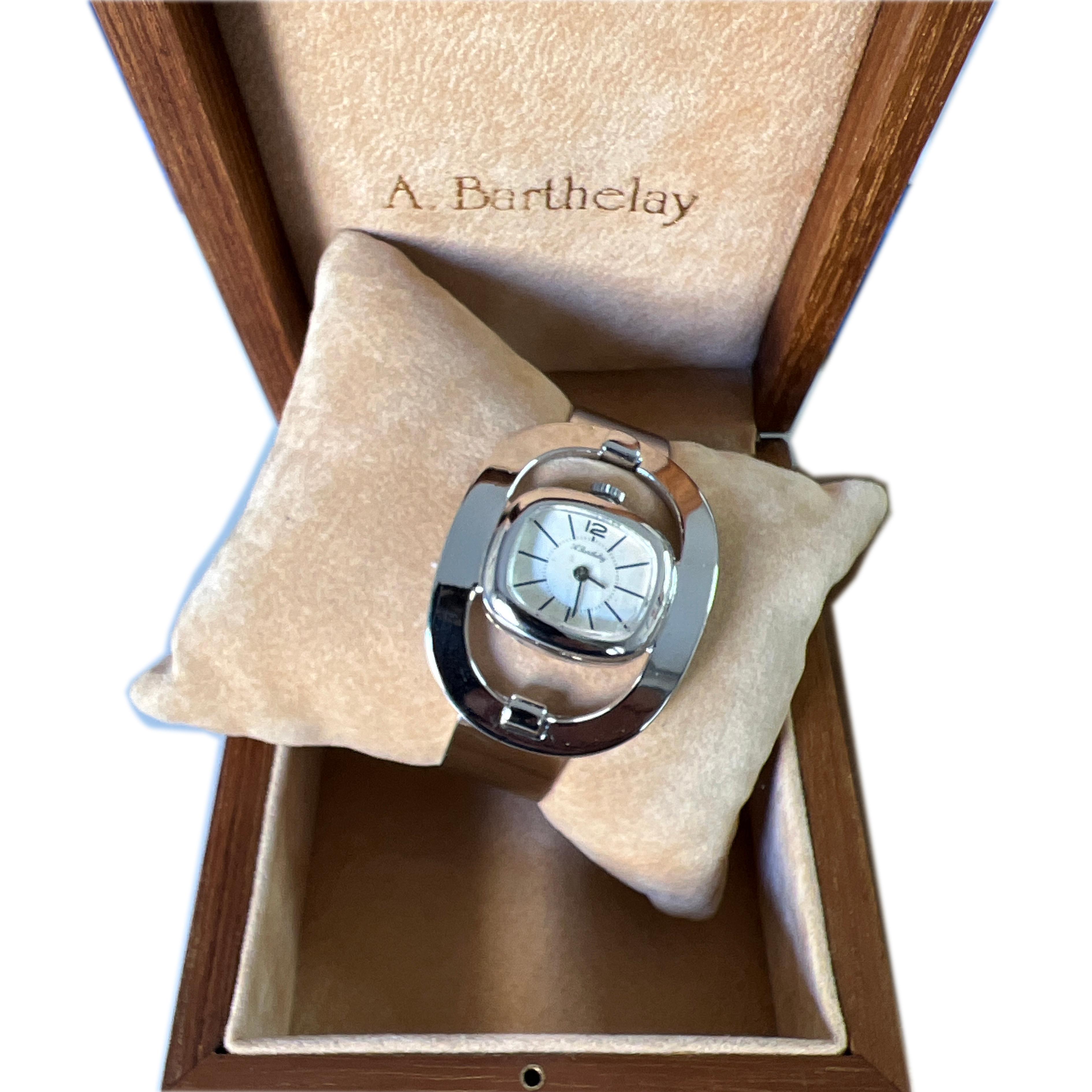 Original 1969 Alexis Barthelay Hand-Wound Movement Sterling Silver Watch 4