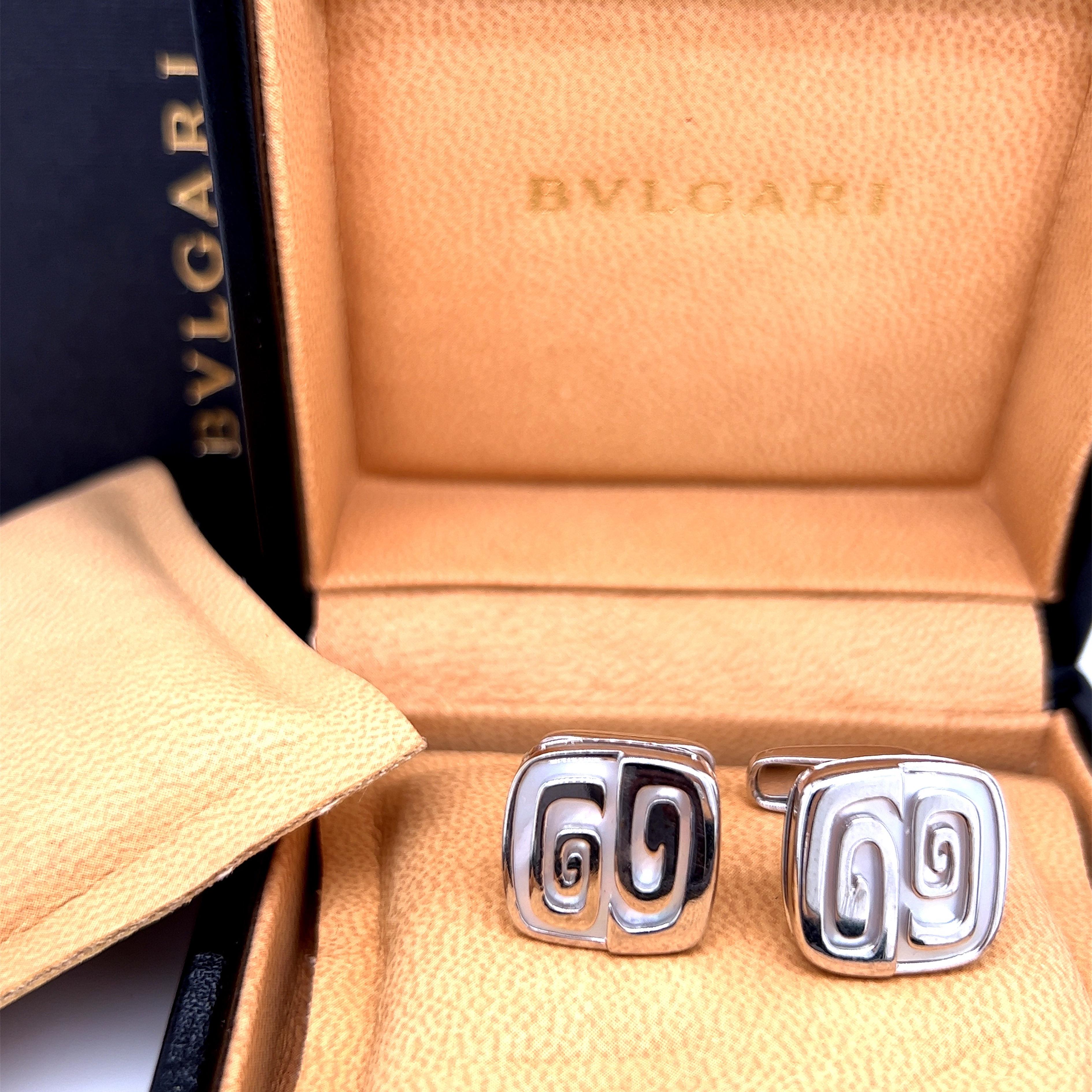 Original 1970 Bulgari Optical White Gold Cufflinks For Sale 8