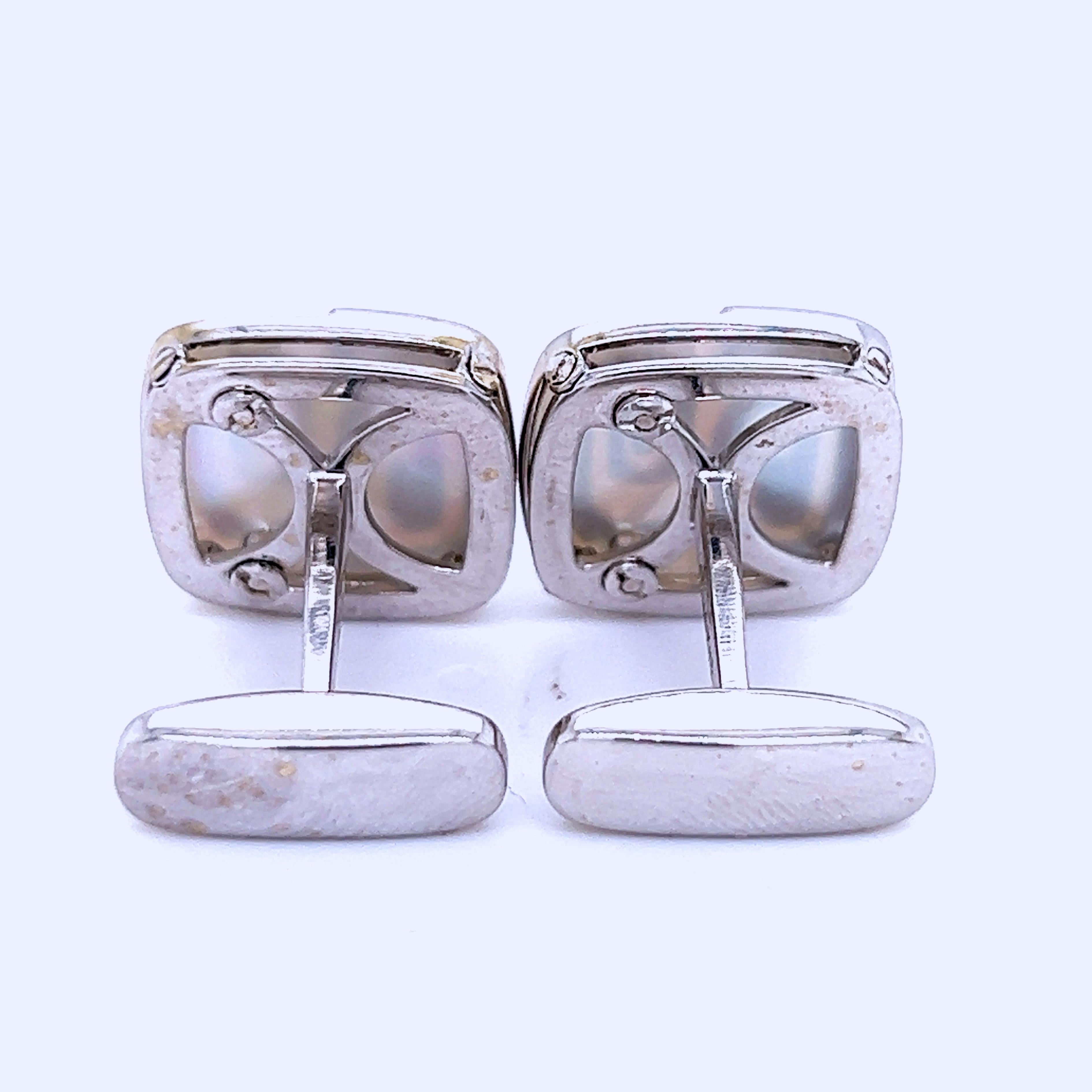 Original 1970 Bulgari Optical White Gold Cufflinks In Excellent Condition For Sale In Valenza, IT