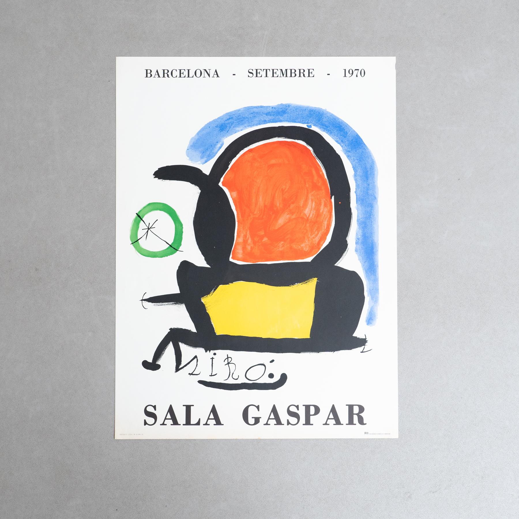 This original exhibition poster was published in 1970 to commemorate Joan Miró's exhibition at the prestigious Sala Gaspar in Barcelona. A striking piece of graphic art, it reflects the vibrant and avant-garde style for which Miró is celebrated,