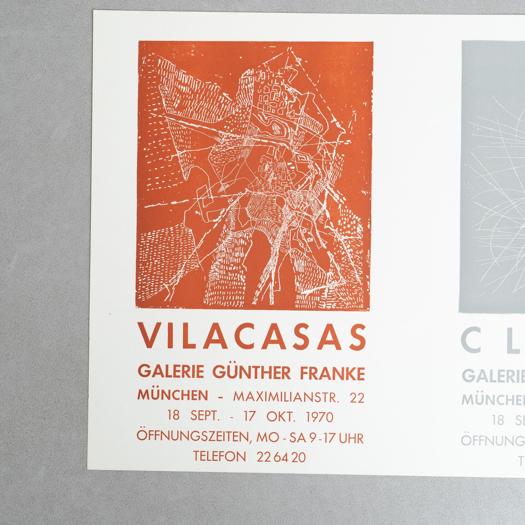 Spanish Original 1970 Exhibition Poster – Vilacasas/Claret at Galería Günther Franke For Sale