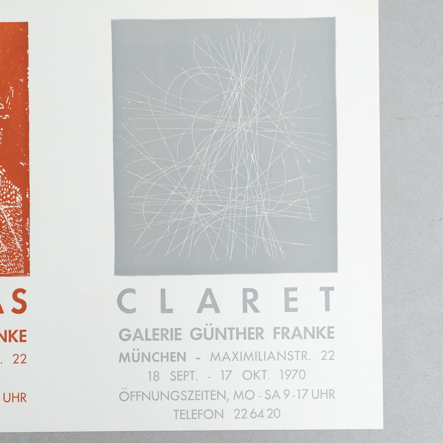 Original 1970 Ausstellungsplakat - Vilacasas/Claret bei Galería Günther Franke (Spanisch) im Angebot