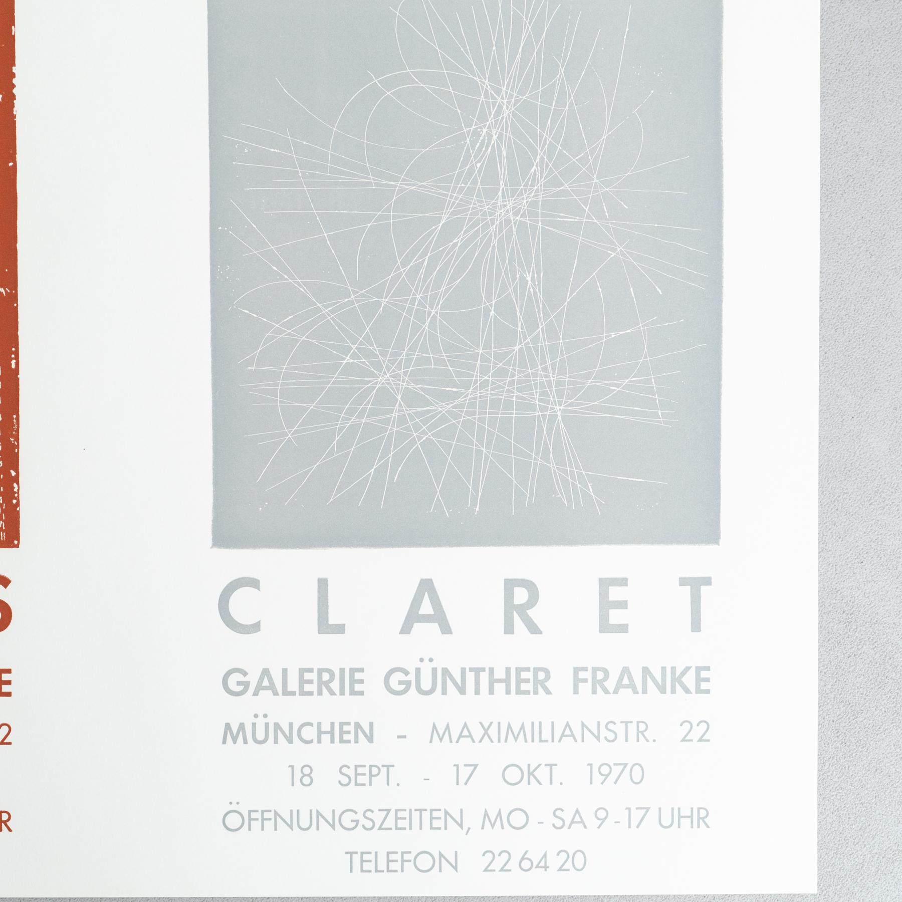 Poster originale della mostra del 1970 - Vilacasas/Claret presso la Galería Günther Franke In condizioni buone in vendita a Barcelona, ES