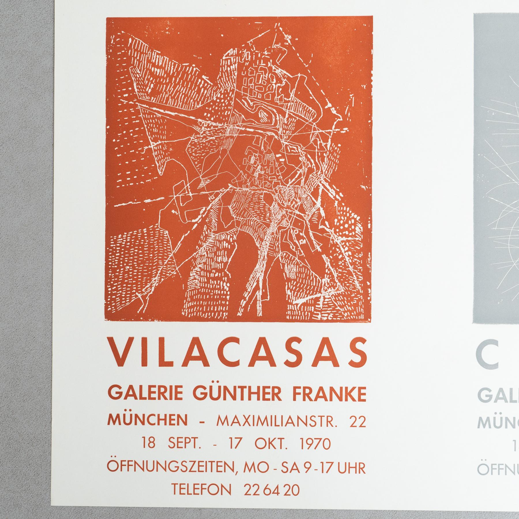 Original 1970 Ausstellungsplakat - Vilacasas/Claret bei Galería Günther Franke im Zustand „Gut“ im Angebot in Barcelona, ES