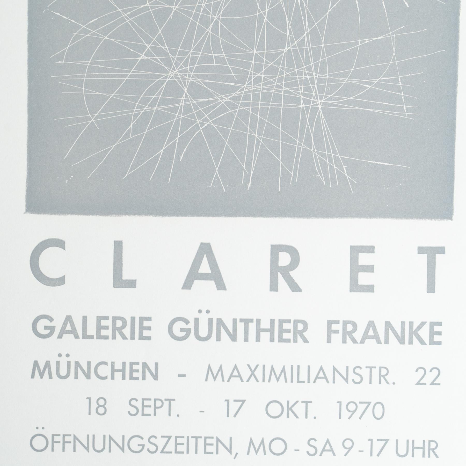 Fine XX secolo Poster originale della mostra del 1970 - Vilacasas/Claret presso la Galería Günther Franke in vendita