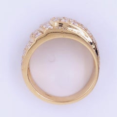 Original 1970 French White Diamond Yellow Gold Cocktail Ring
