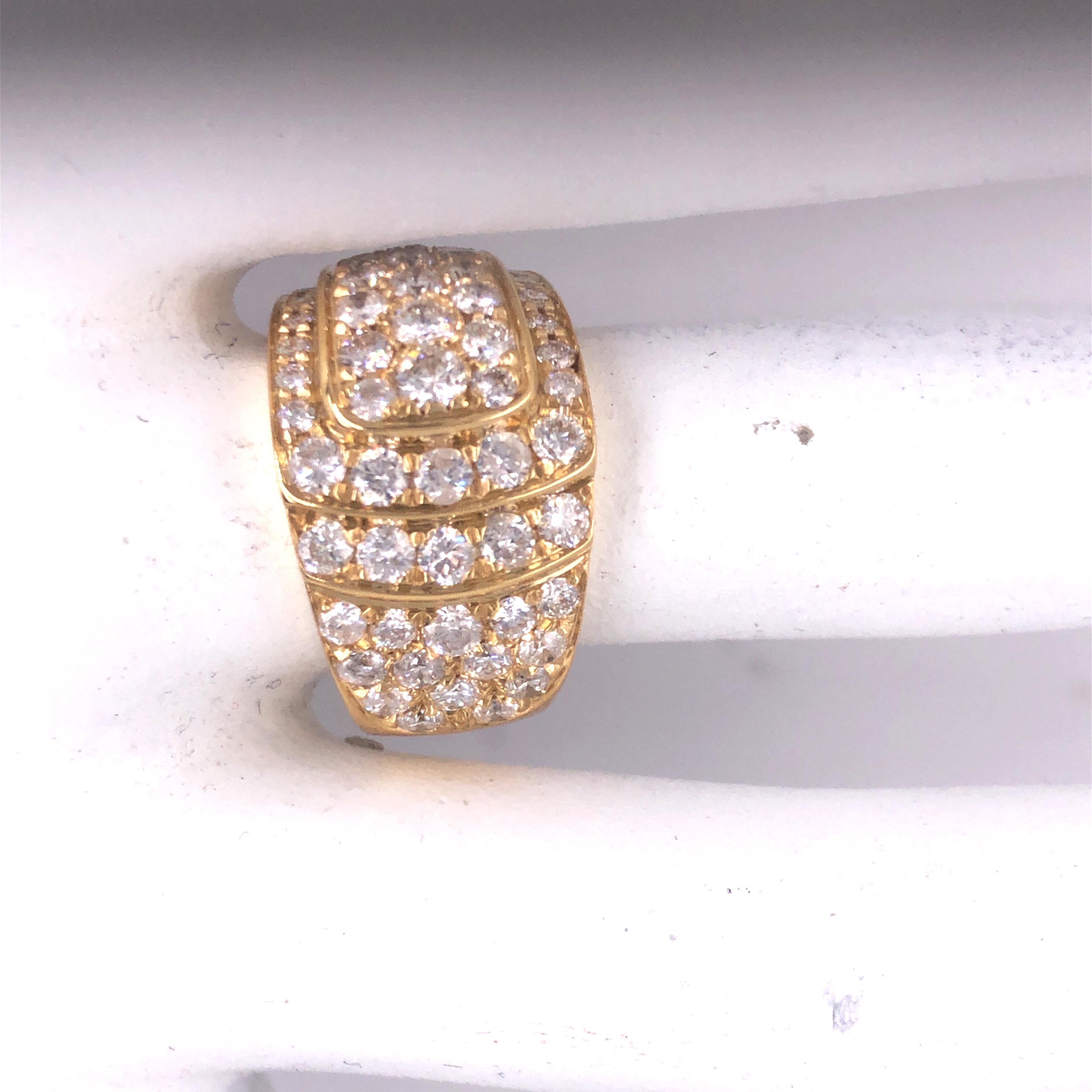 Modern Original 1970 French White Diamond Yellow Gold Cocktail Ring For Sale