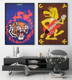 Original 1970 Polish CYRK ‘Circus’ Poster, Fire Tiger by Tadeusz Jodlowski