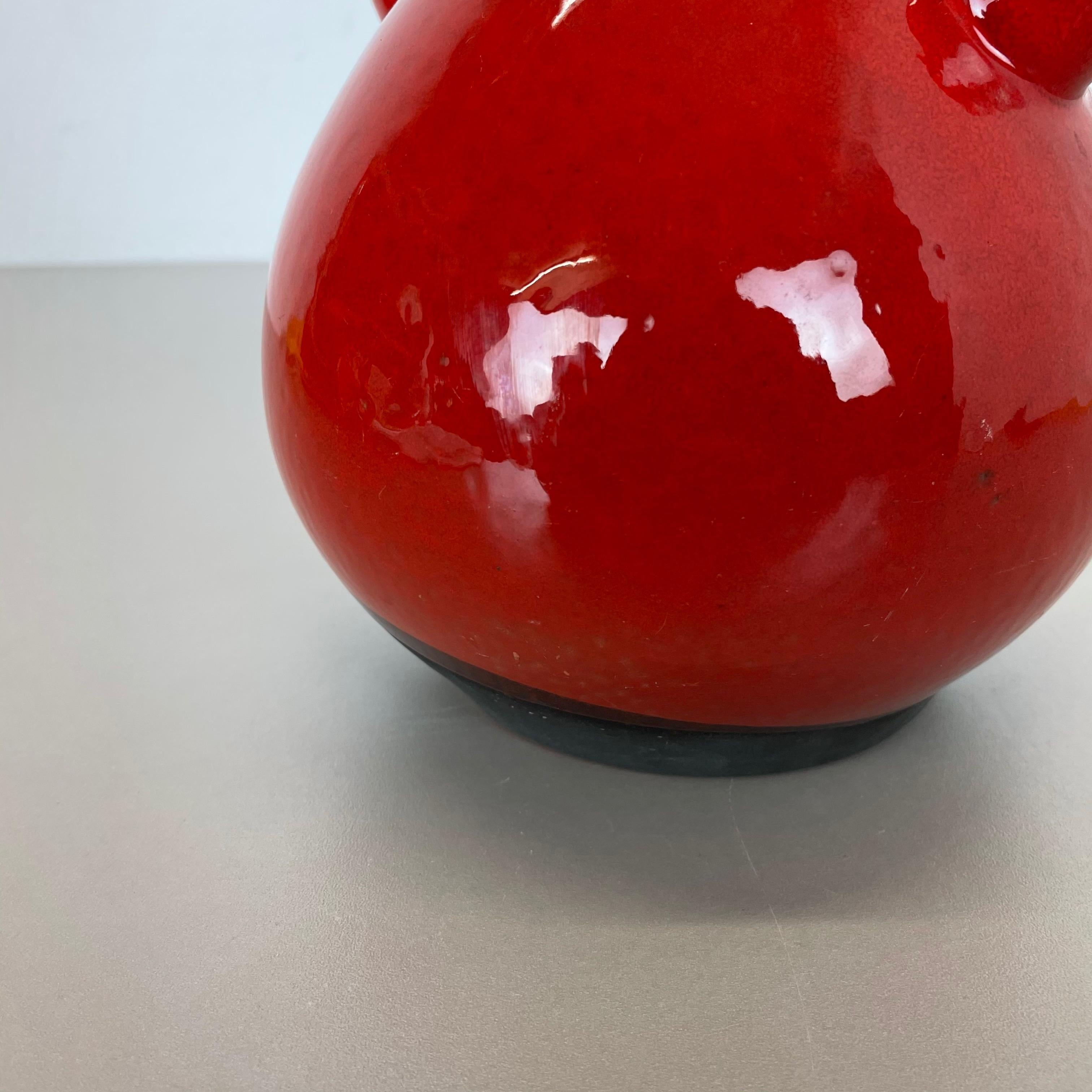 Original 1970 Red Ceramic Studio Pottery Vase by Marei Ceramics, Germany For Sale 7