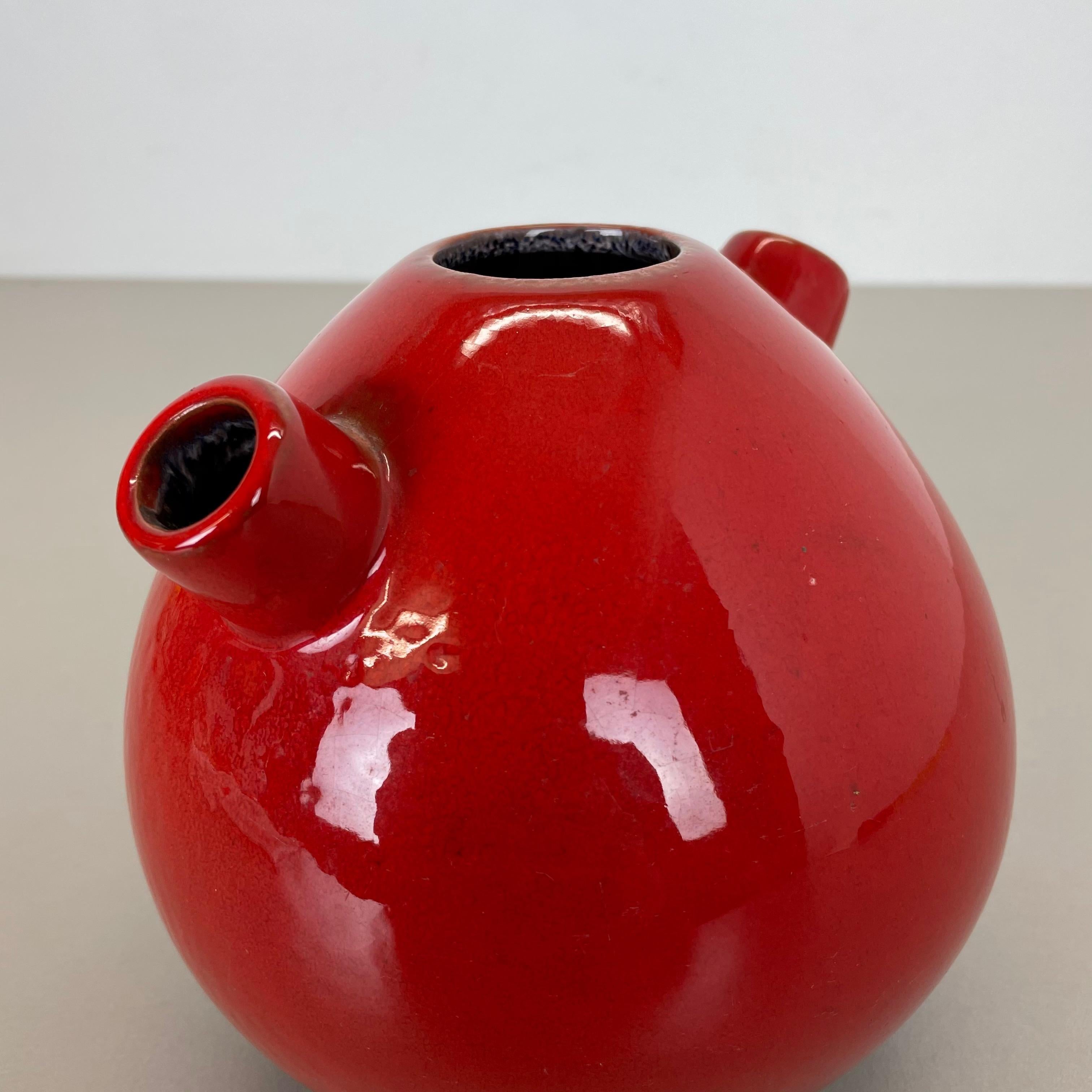 Original 1970 Red Ceramic Studio Pottery Vase by Marei Ceramics, Germany For Sale 8
