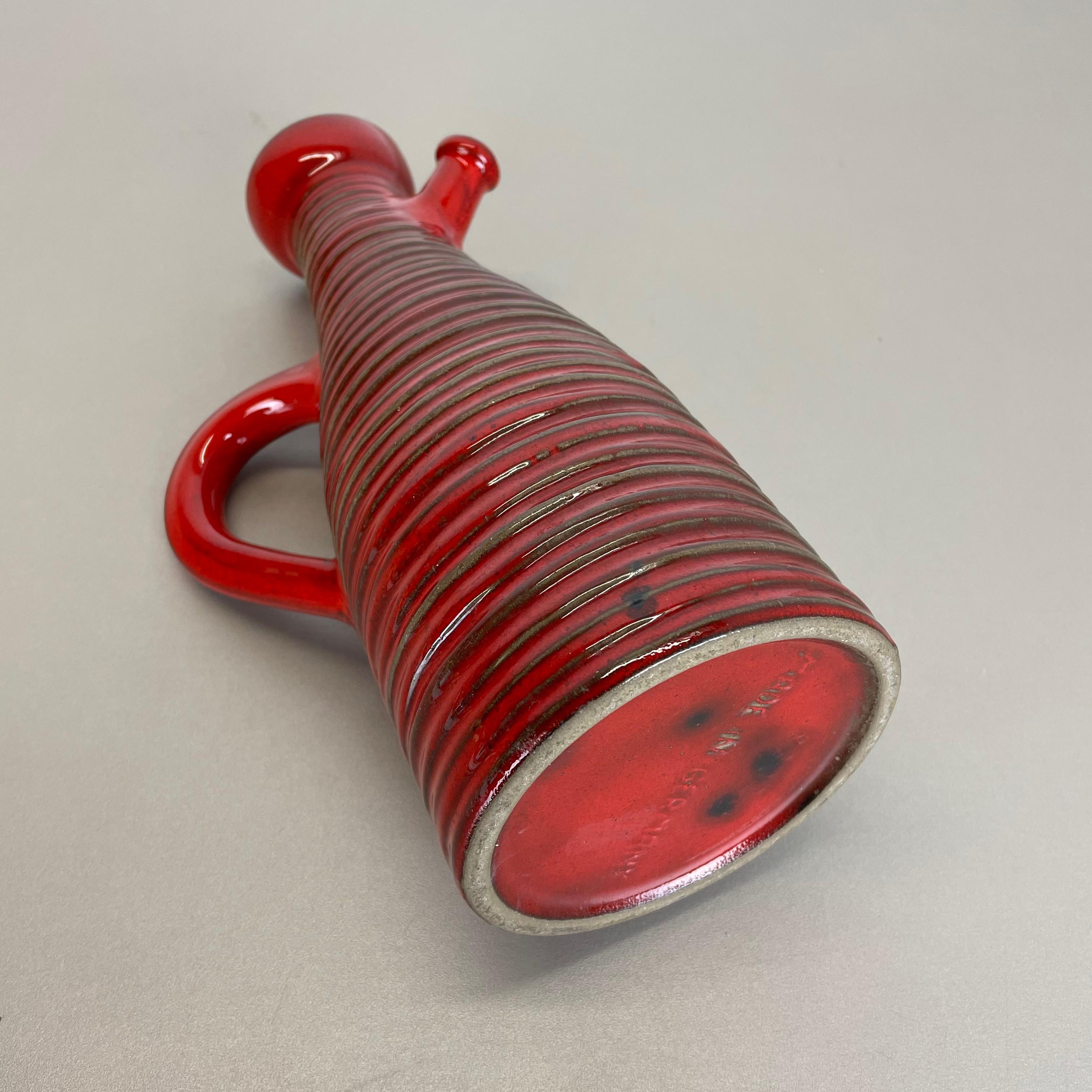 Original 1970 Red Ceramic Studio Pottery Vase by Marei Ceramics, Germany For Sale 11