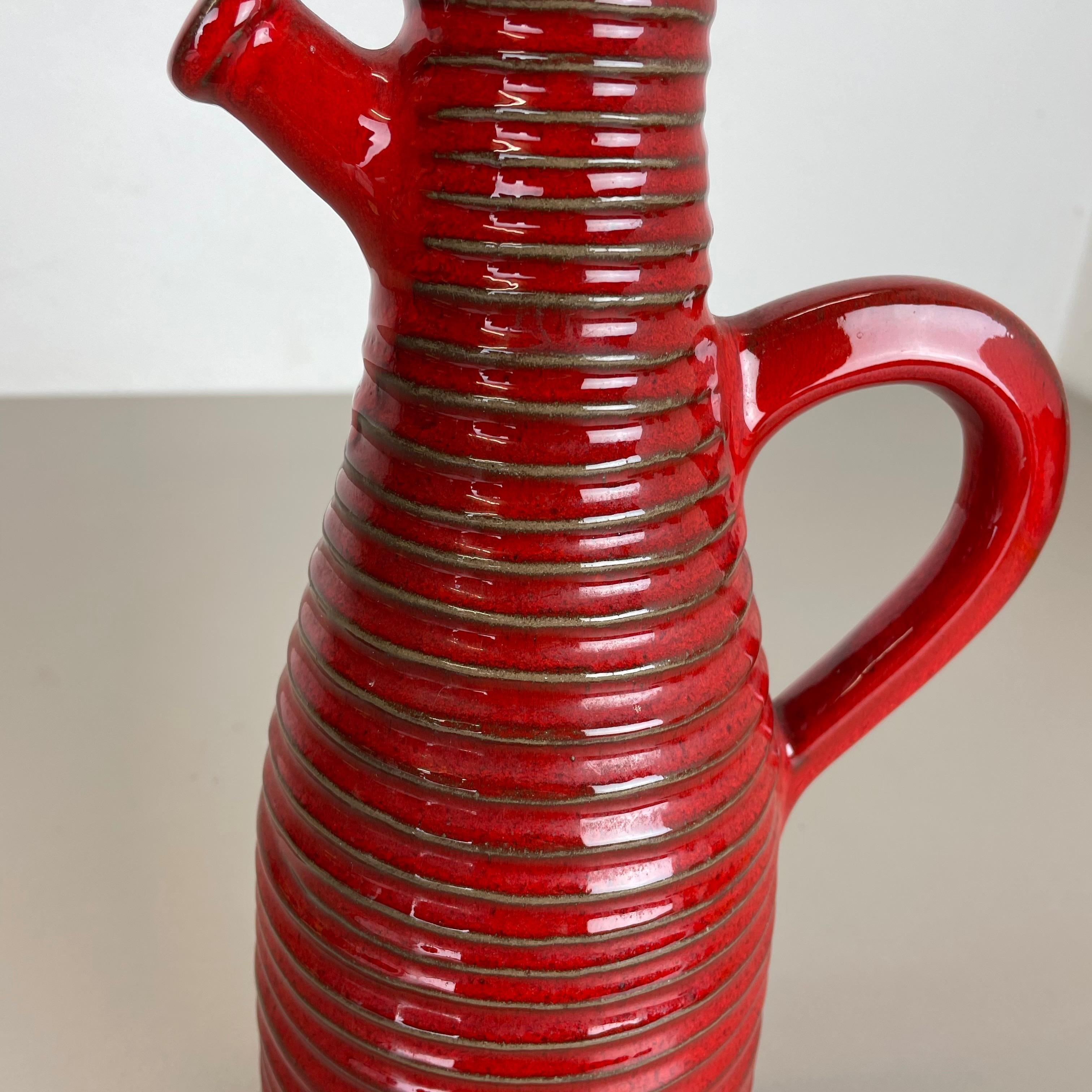 20th Century Original 1970 Red Ceramic Studio Pottery Vase by Marei Ceramics, Germany For Sale