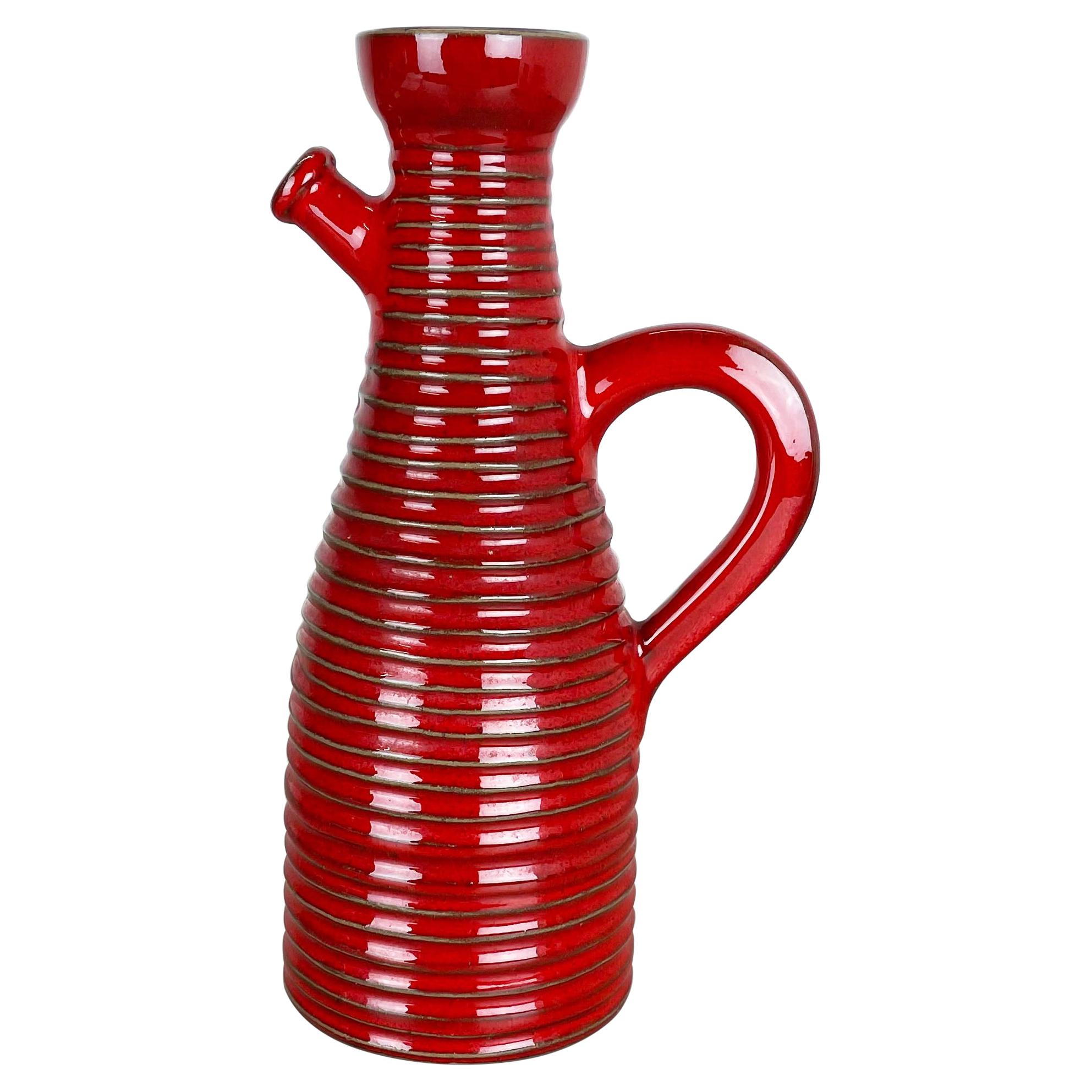Original 1970 Red Ceramic Studio Pottery Vase by Marei Ceramics, Germany For Sale