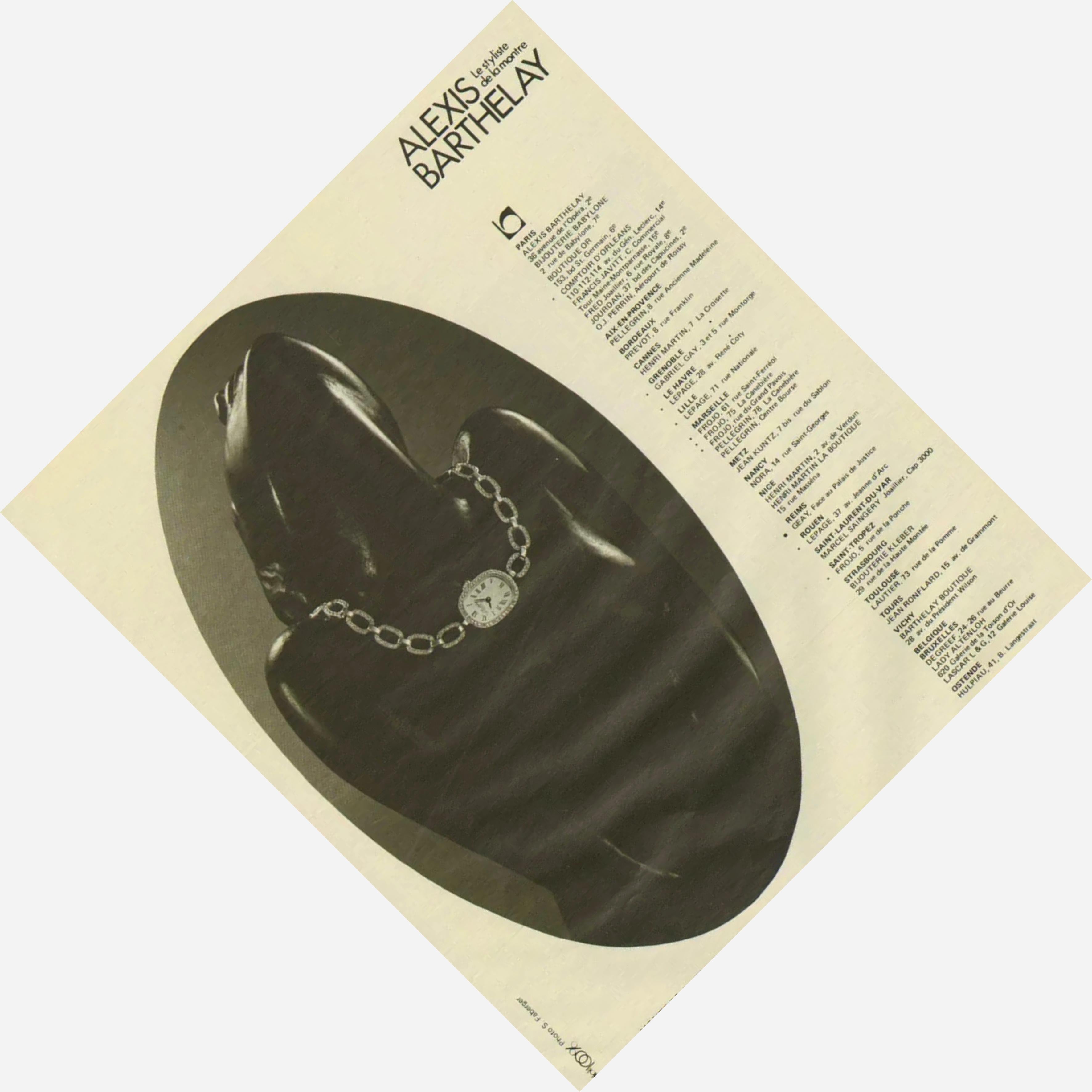 Original 1970er Alexis Barthelay Handaufzug Uhrwerk Kette Silber Uhr im Angebot 6