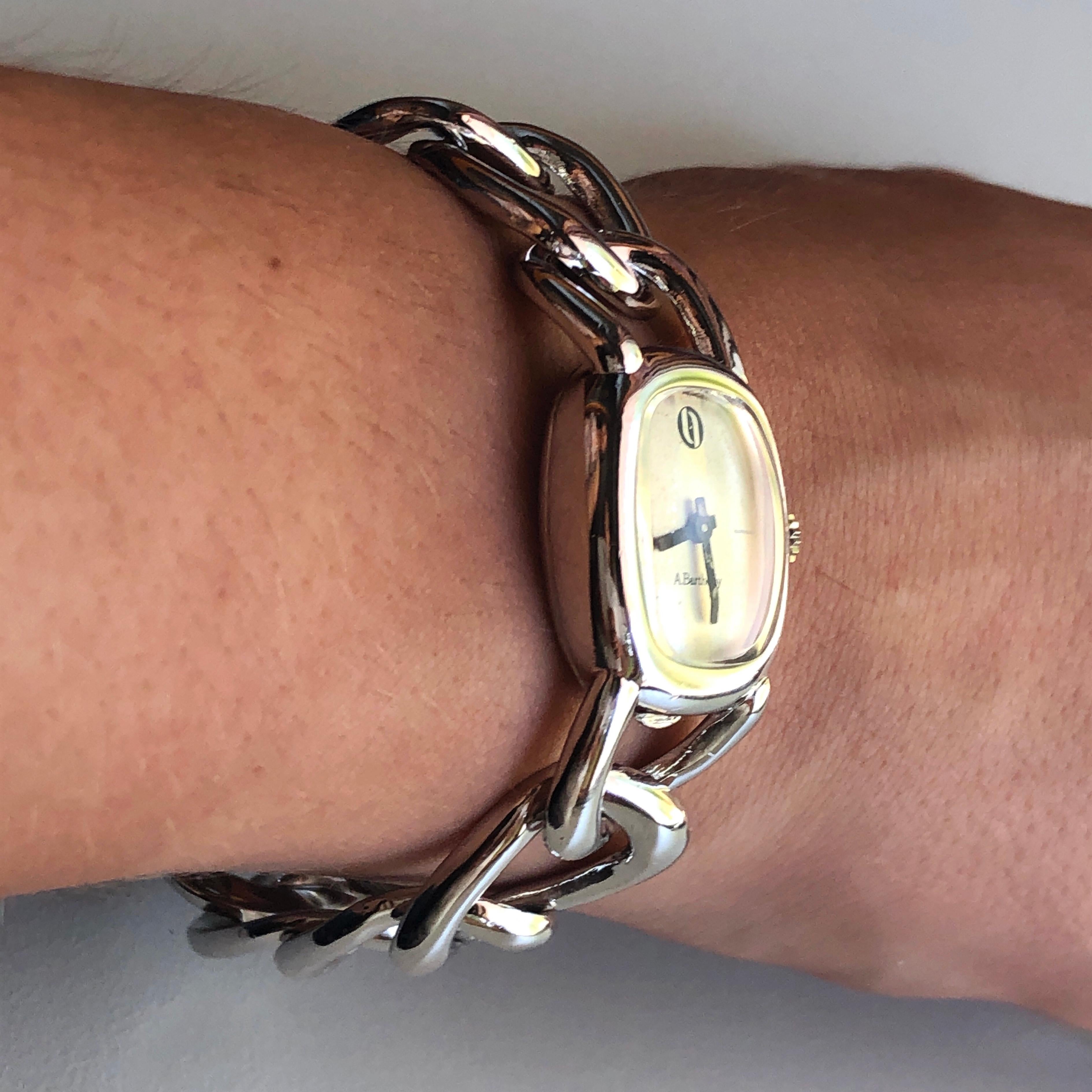 Original 1970s Alexis Barthelay Manual-Winding Movement Chain Silver Watch For Sale 2