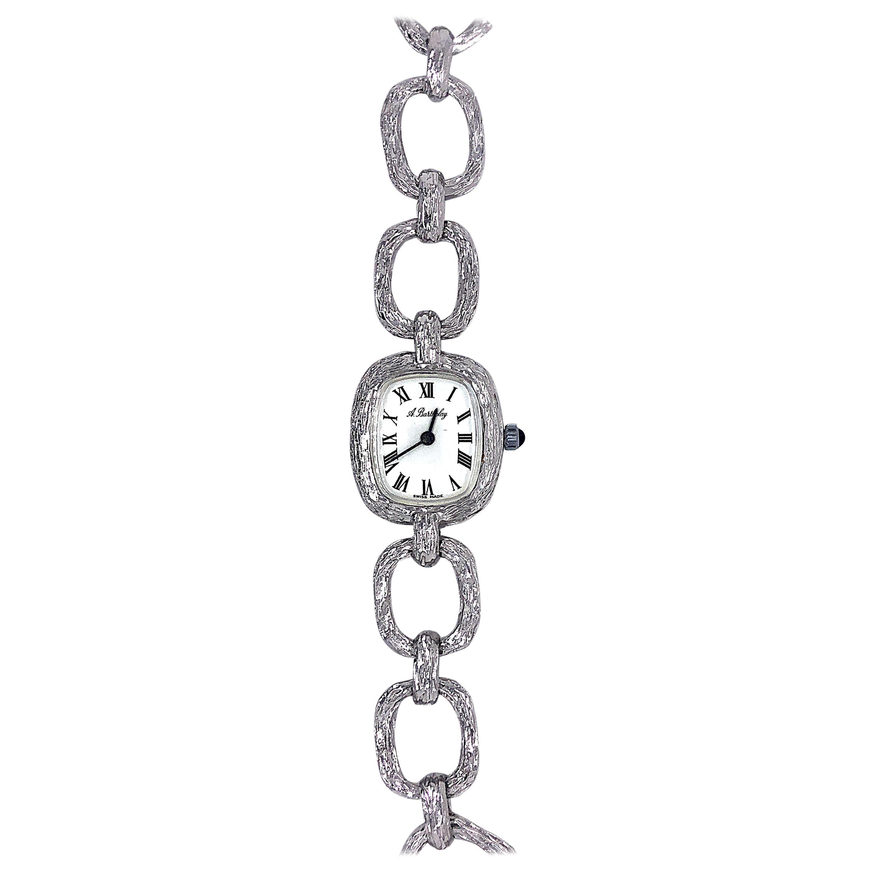 Original 1970s Alexis Barthelay Manual-Winding Movement Chain Silver Watch For Sale