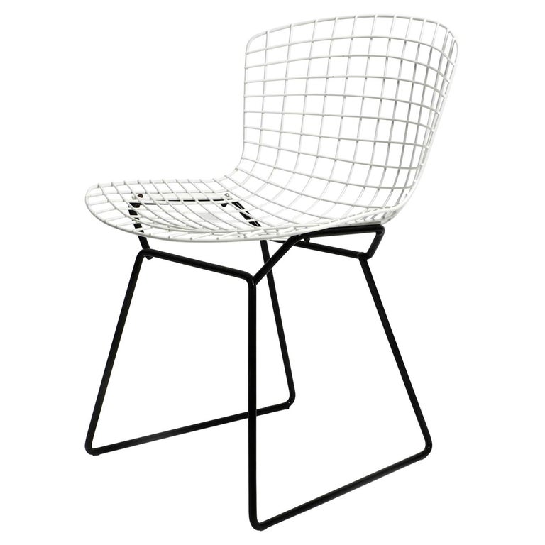 Original 1970s Bertoia Wire Chair by Knoll International in Black and White  at 1stDibs