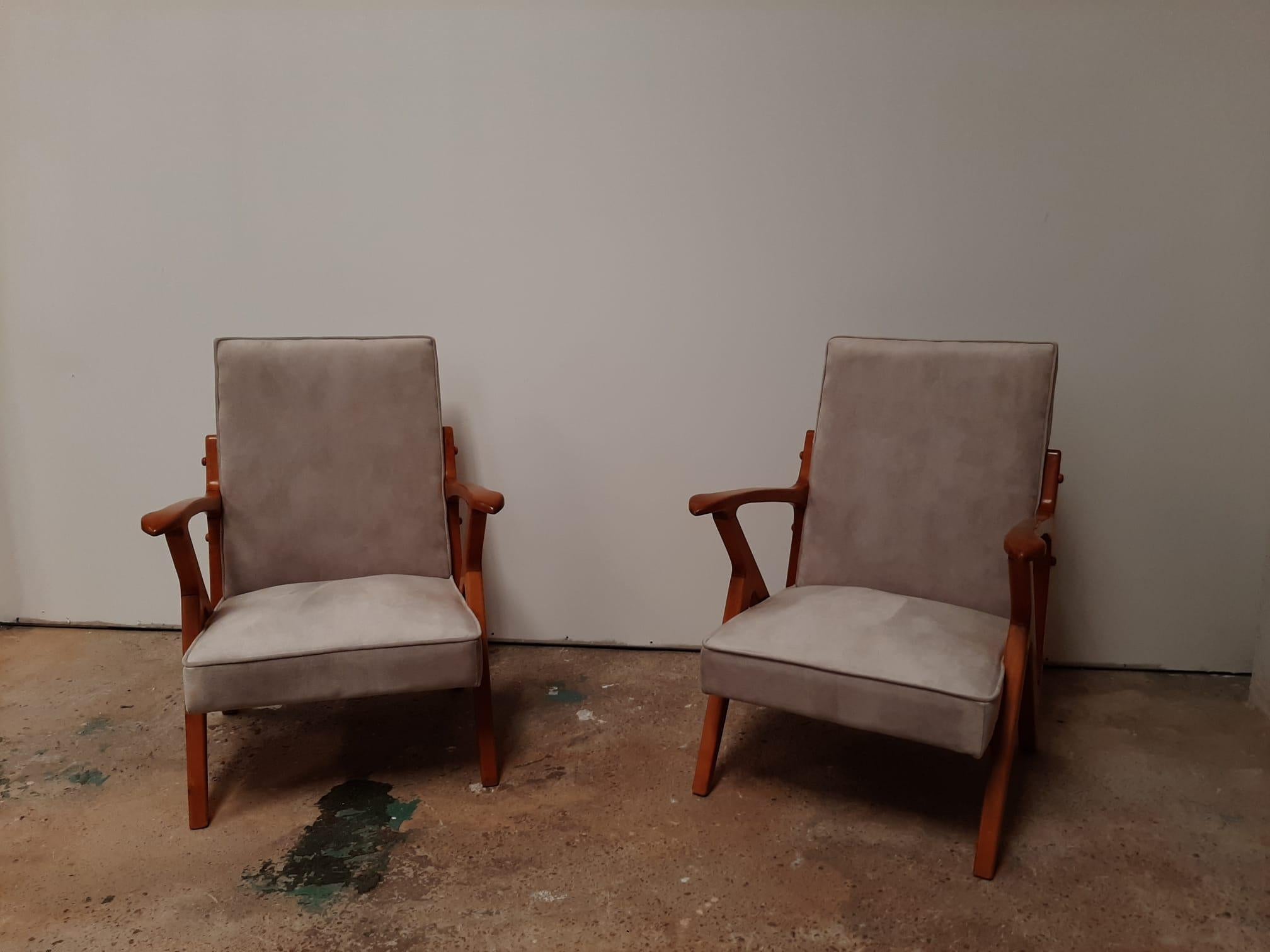 Original 1970s Designer Mid-Century Style Armchairs, Mid-Century Danish Chairs In Good Condition For Sale In PEGO, ES
