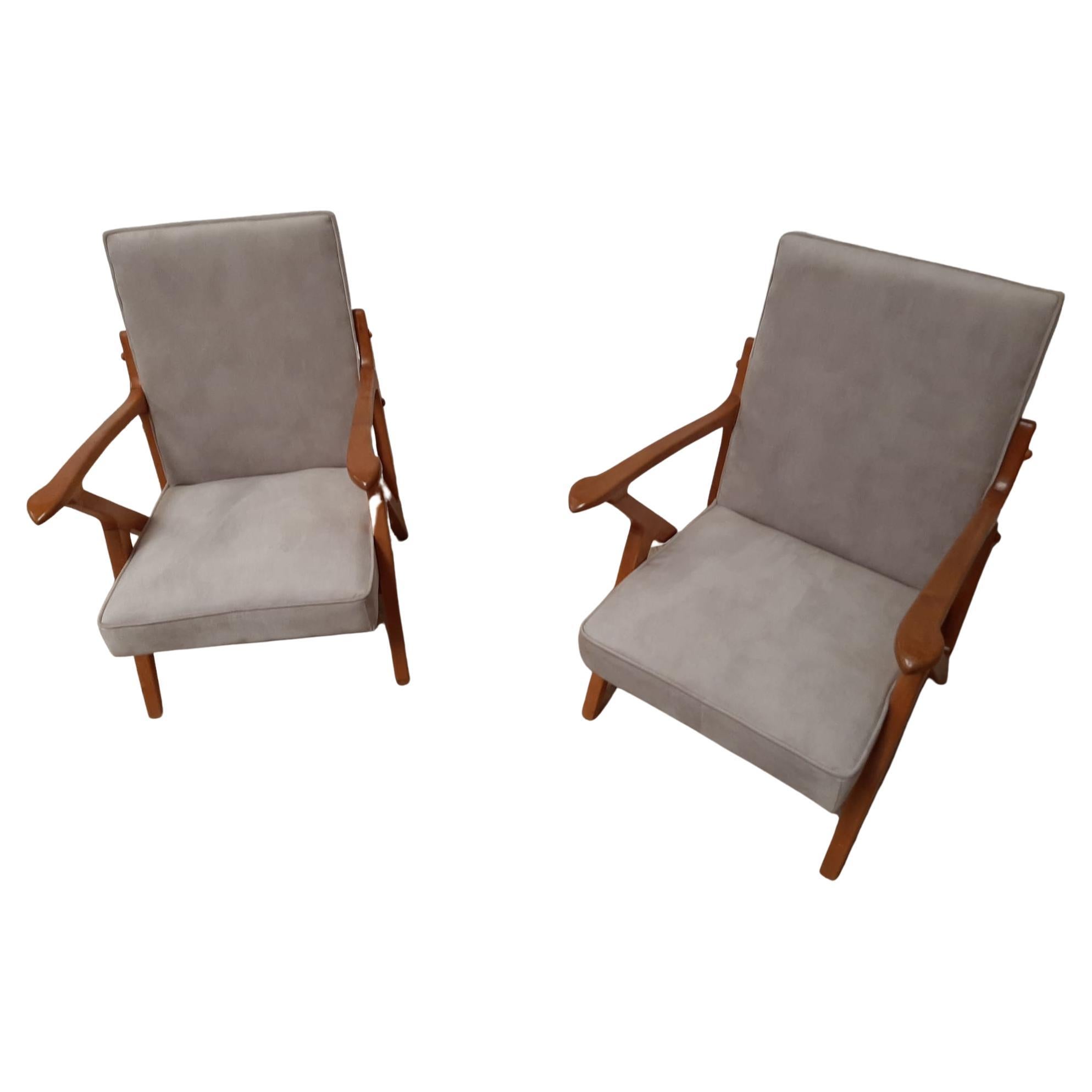 Original 1970s Designer Mid-Century Style Armchairs, Mid-Century Danish Chairs For Sale
