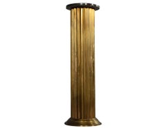 Original 1970's French Art Deco Fluted Brass Pedestal Column