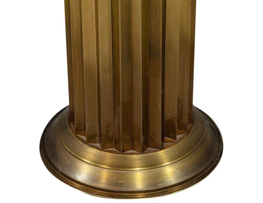 Late 20th Century Original 1970's French Art Deco Fluted Brass Pedestal Column For Sale