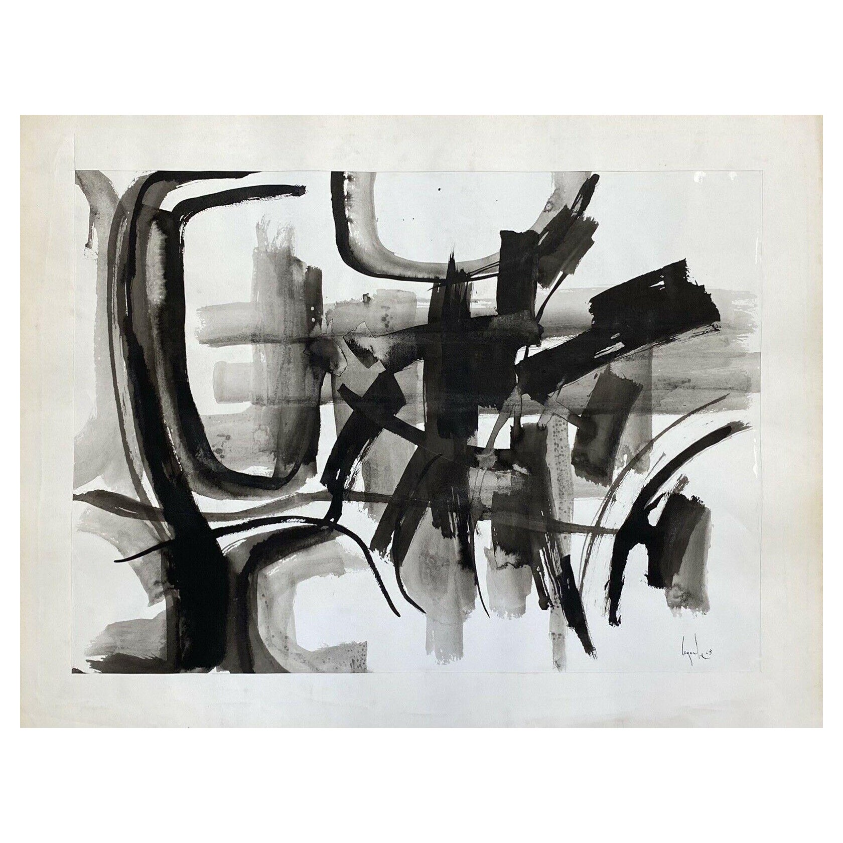 Original 1970's French Psychedelic Abstract Painting by Listed French Artist
