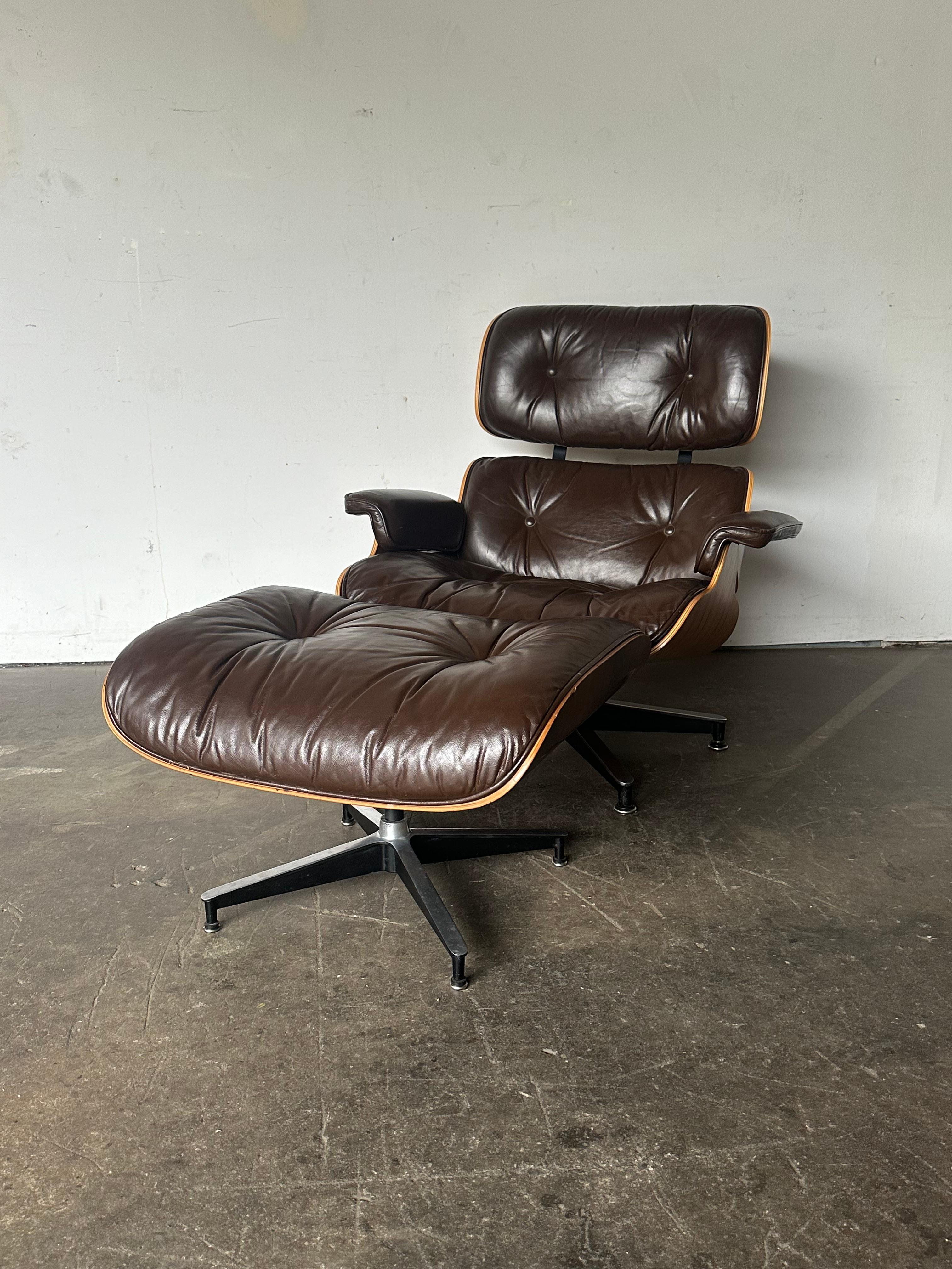 Metal Original 1970s Herman Miller Eames Lounge Chair and Ottoman