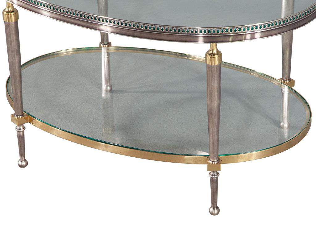 Brass Original 1970’s Hollywood Regency Oval Accent Table