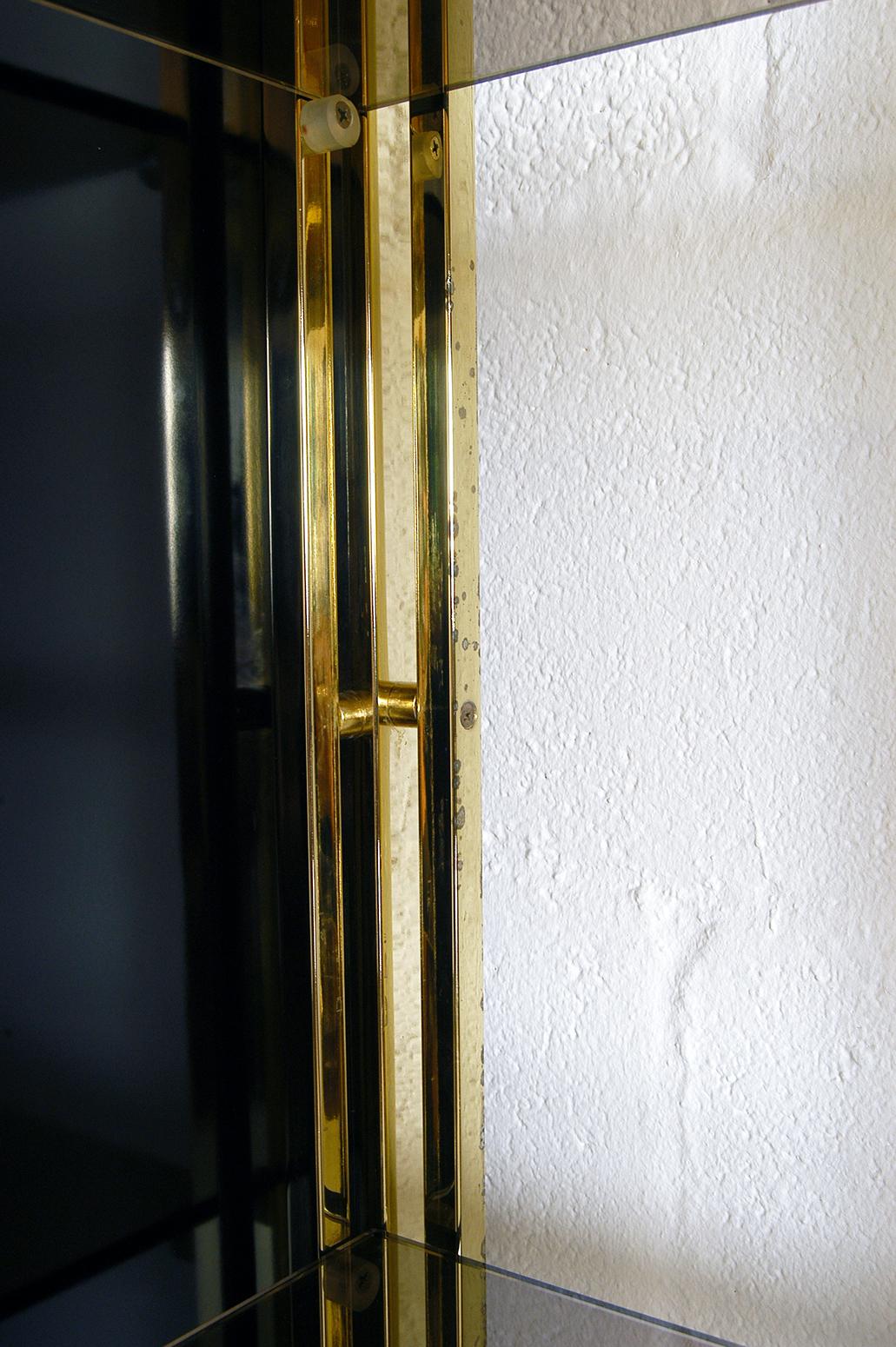 Original 1970s Italian Brass and Black Gloss Wall System Cabinets by Renato Zevi 11