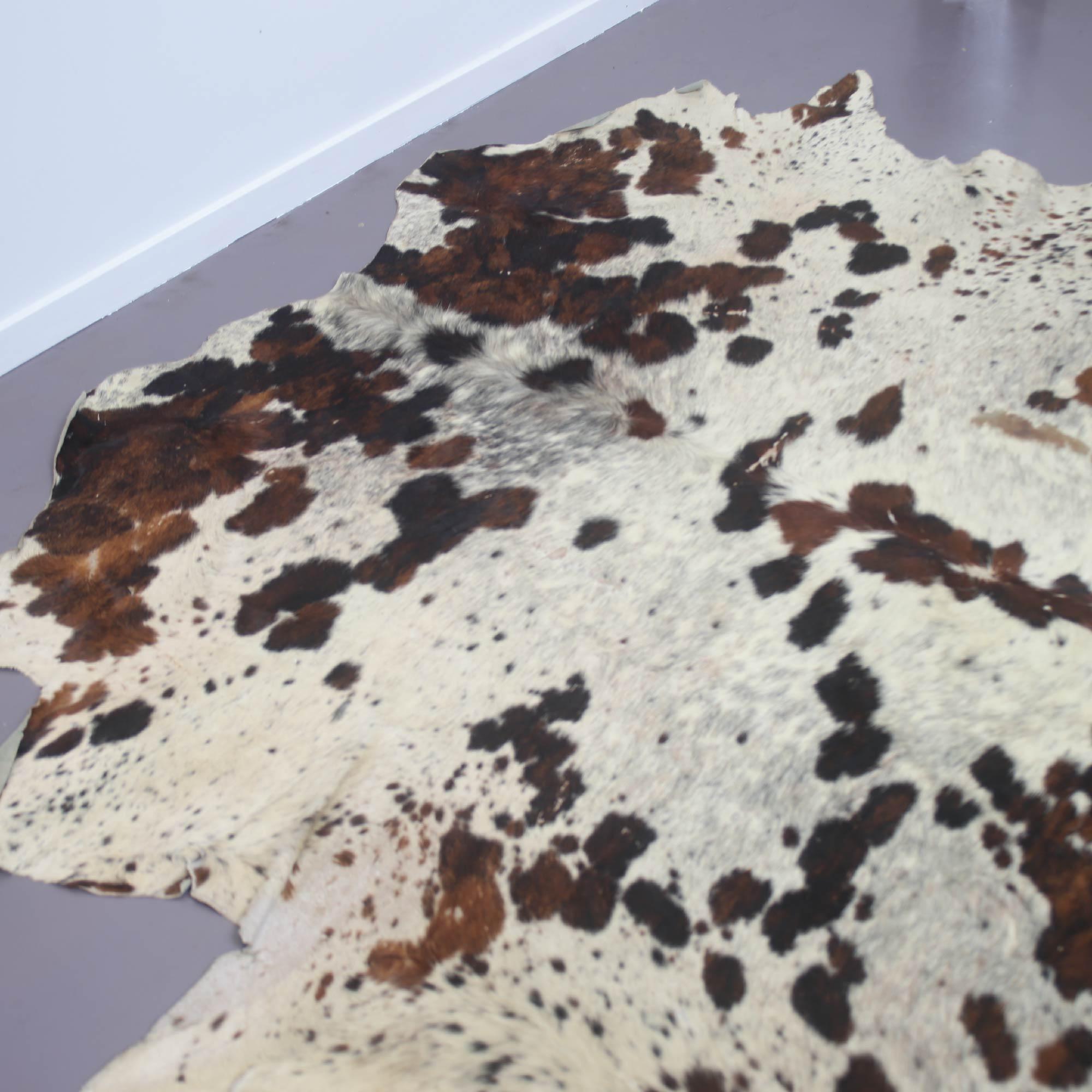 Italian Mid Century Modern brown Cowhide Rug, 1970s 5
